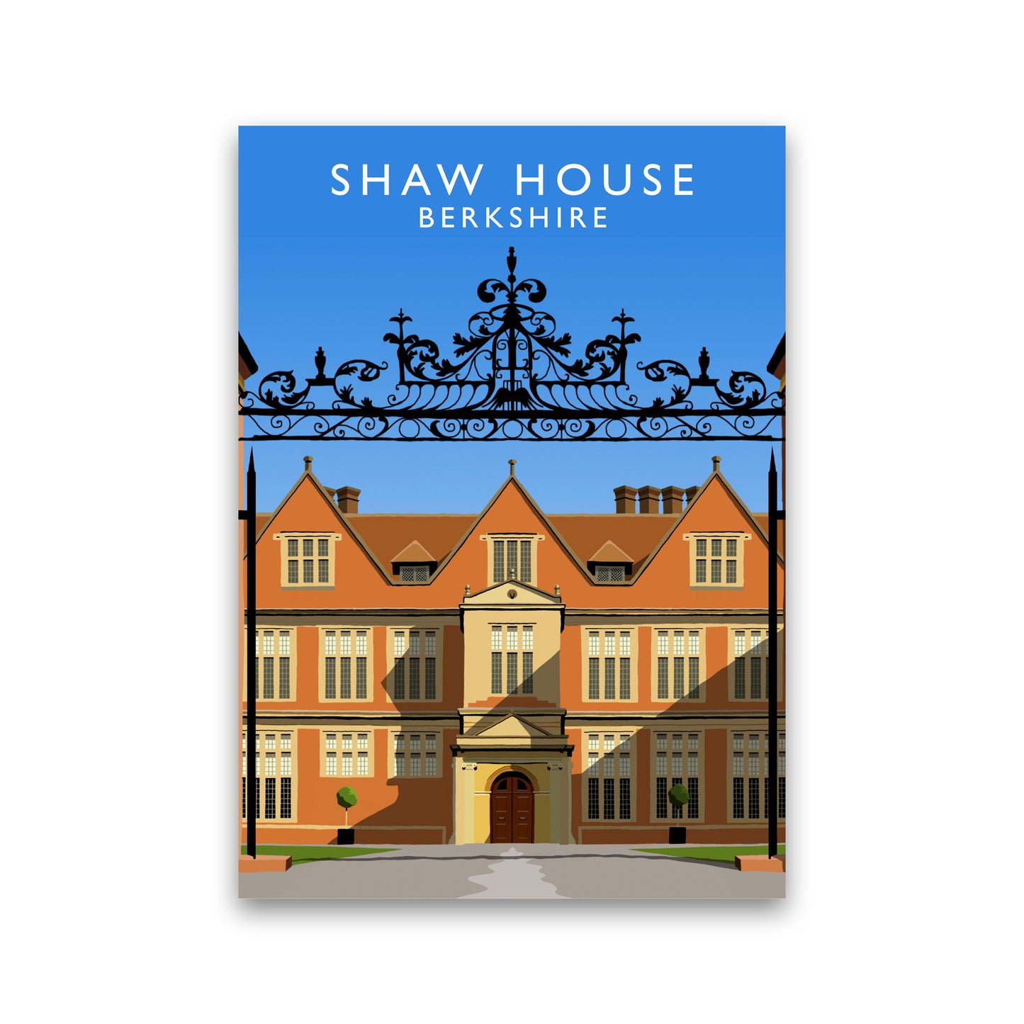 Shaw House Portrait Berkshire Travel Art Print by Richard O'Neill, Framed Wall Art