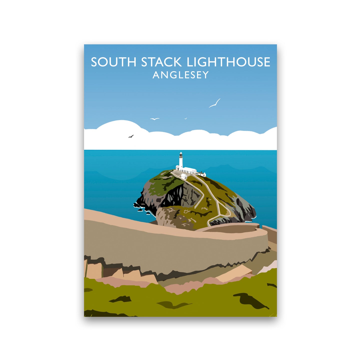 South Stack Lighthouse2 Portrait Anglesey Travel Art Print by Richard O'Neill