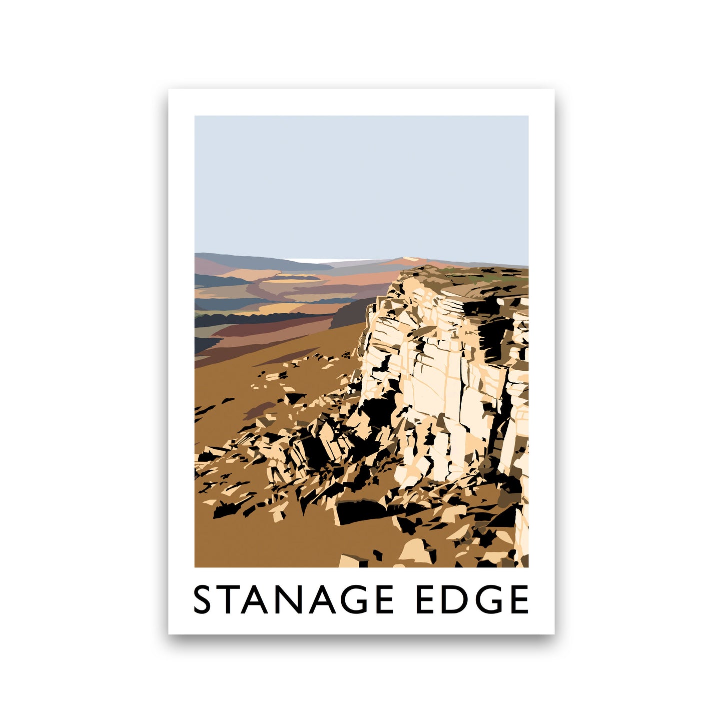 Stanage Edge Travel Art Print by Richard O'Neill, Framed Wall Art