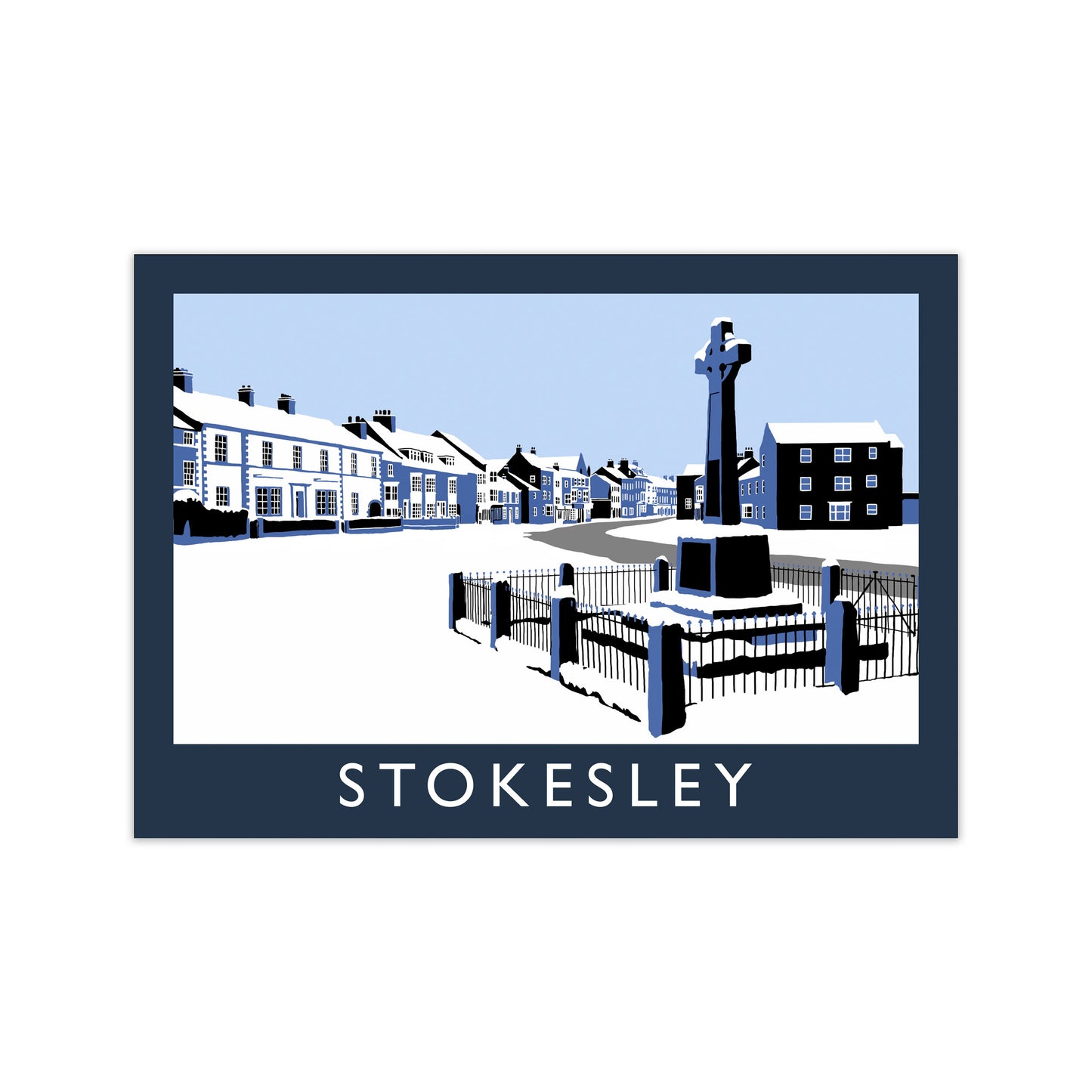 Stokesley In Snow Travel Art Print by Richard O'Neill, Framed Wall Art