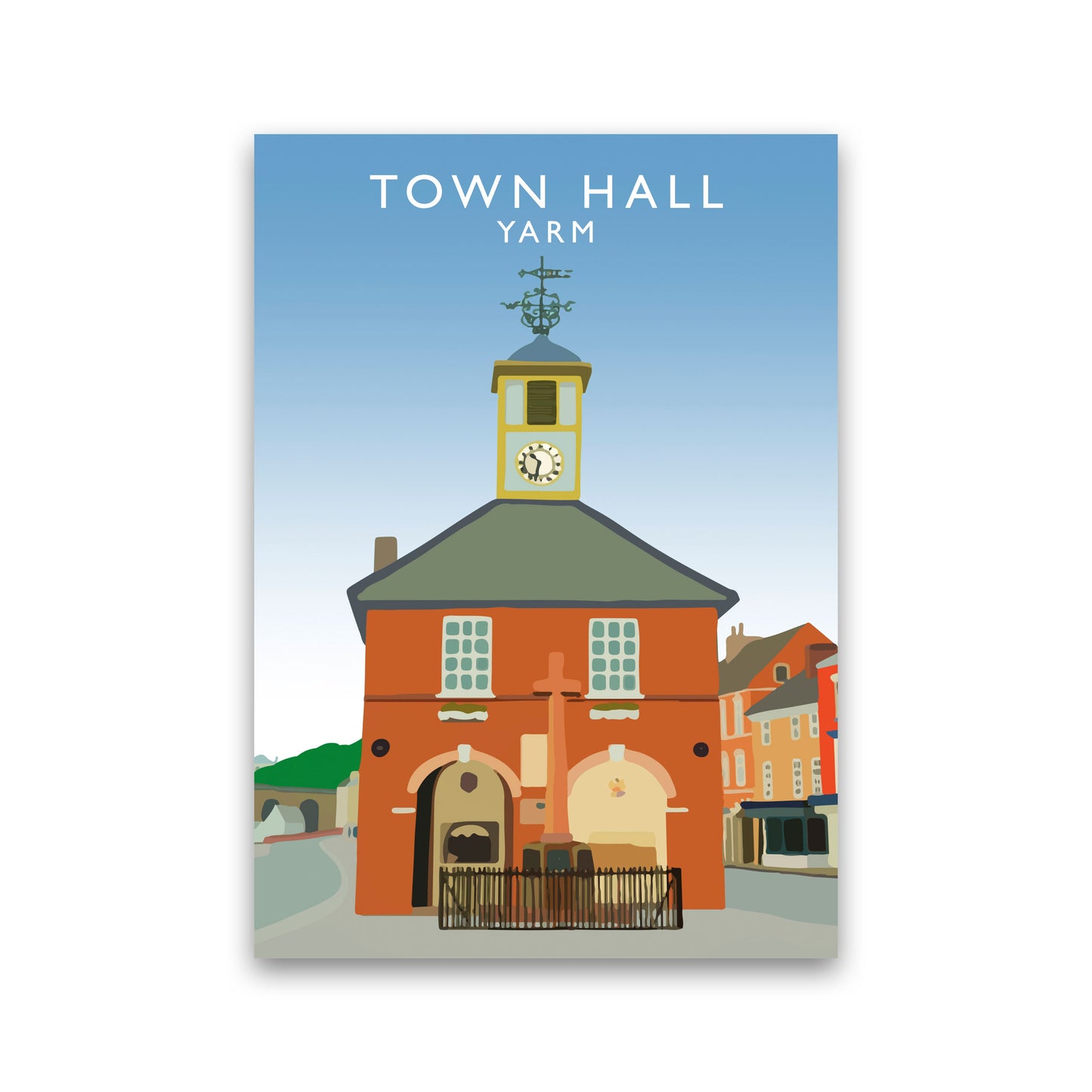 Town Hall Yarm Travel Art Print by Richard O'Neill, Framed Wall Art