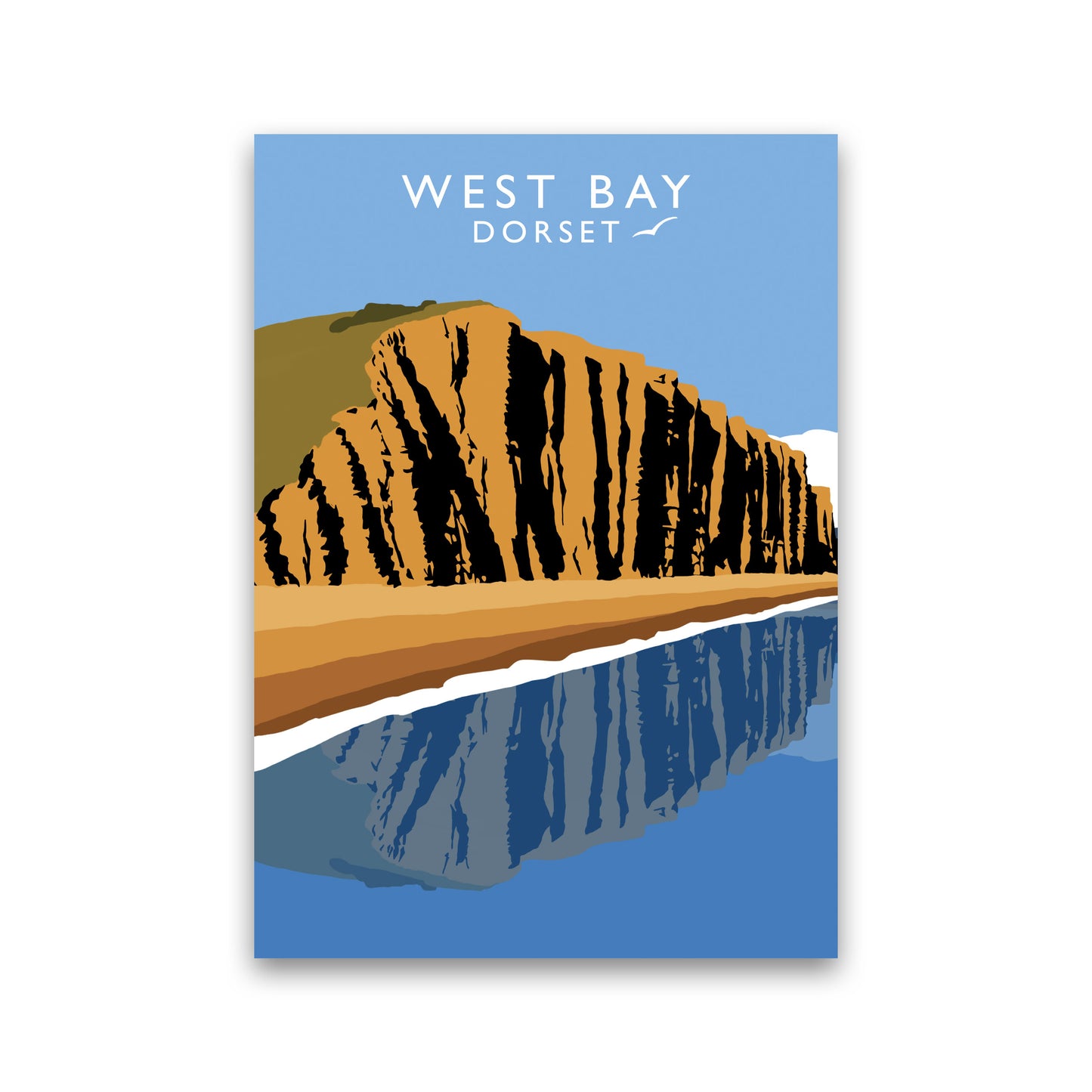 West Bay Dorset Travel Art Print by Richard O'Neill, Framed Wall Art