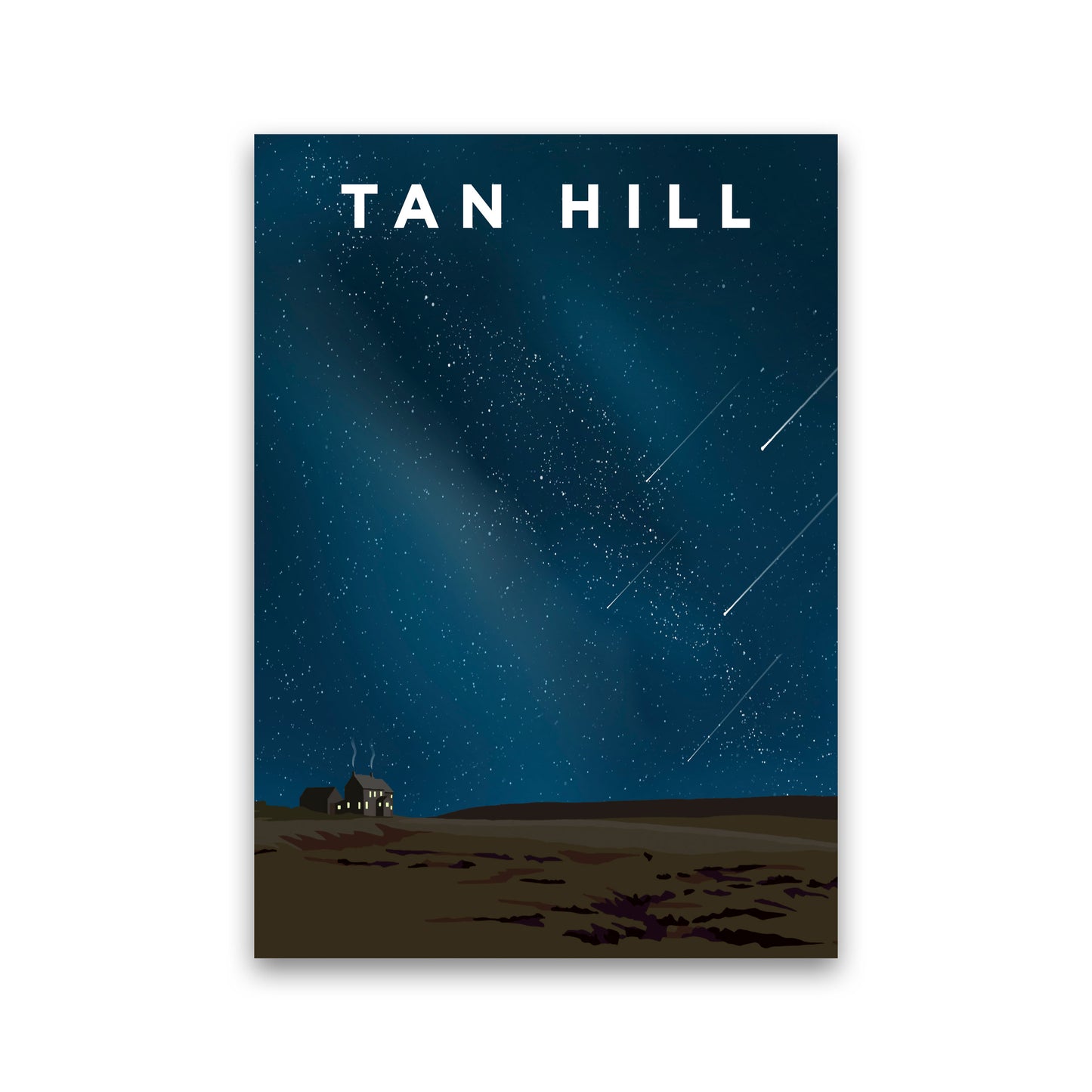 Tan Hill Night Portrait Travel Art Print by Richard O'Neill, Framed Wall Art