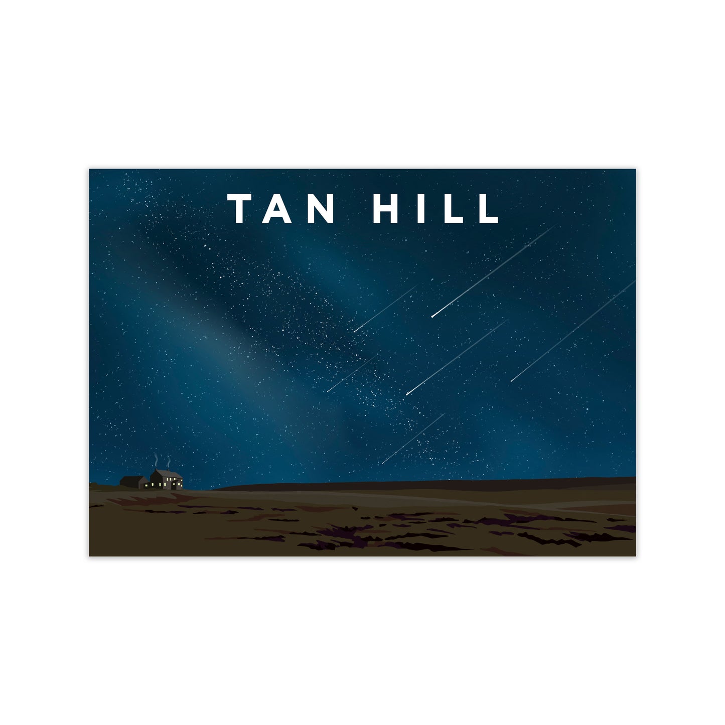 Tan Hill Night Travel Art Print by Richard O'Neill, Framed Wall Art