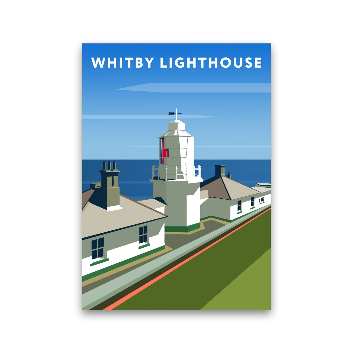 Whitby Lighthouse Travel Art Print by Richard O'Neill, Framed Wall Art