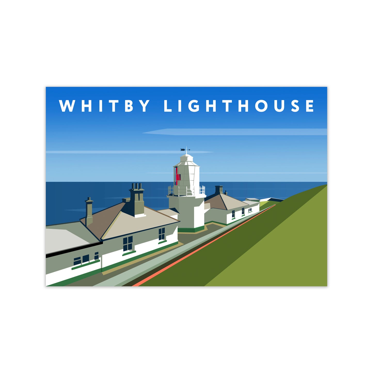 Whitby Lighthouse Digital Art Print by Richard O'Neill, Framed Wall Art