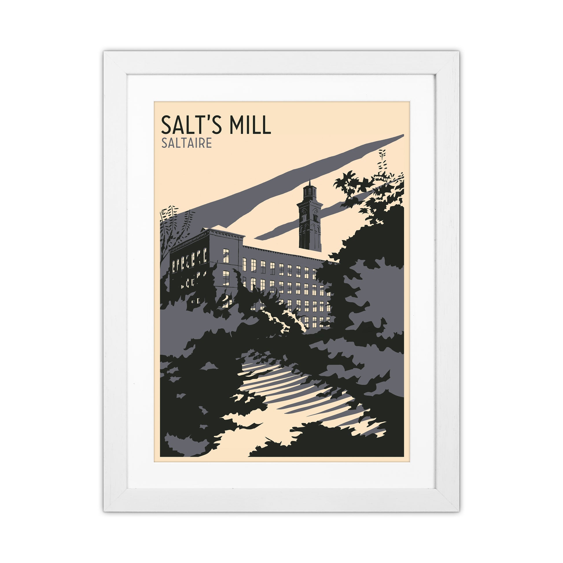 Salt's Mill, Saltaire Travel Art Print by Richard O'Neill White Grain