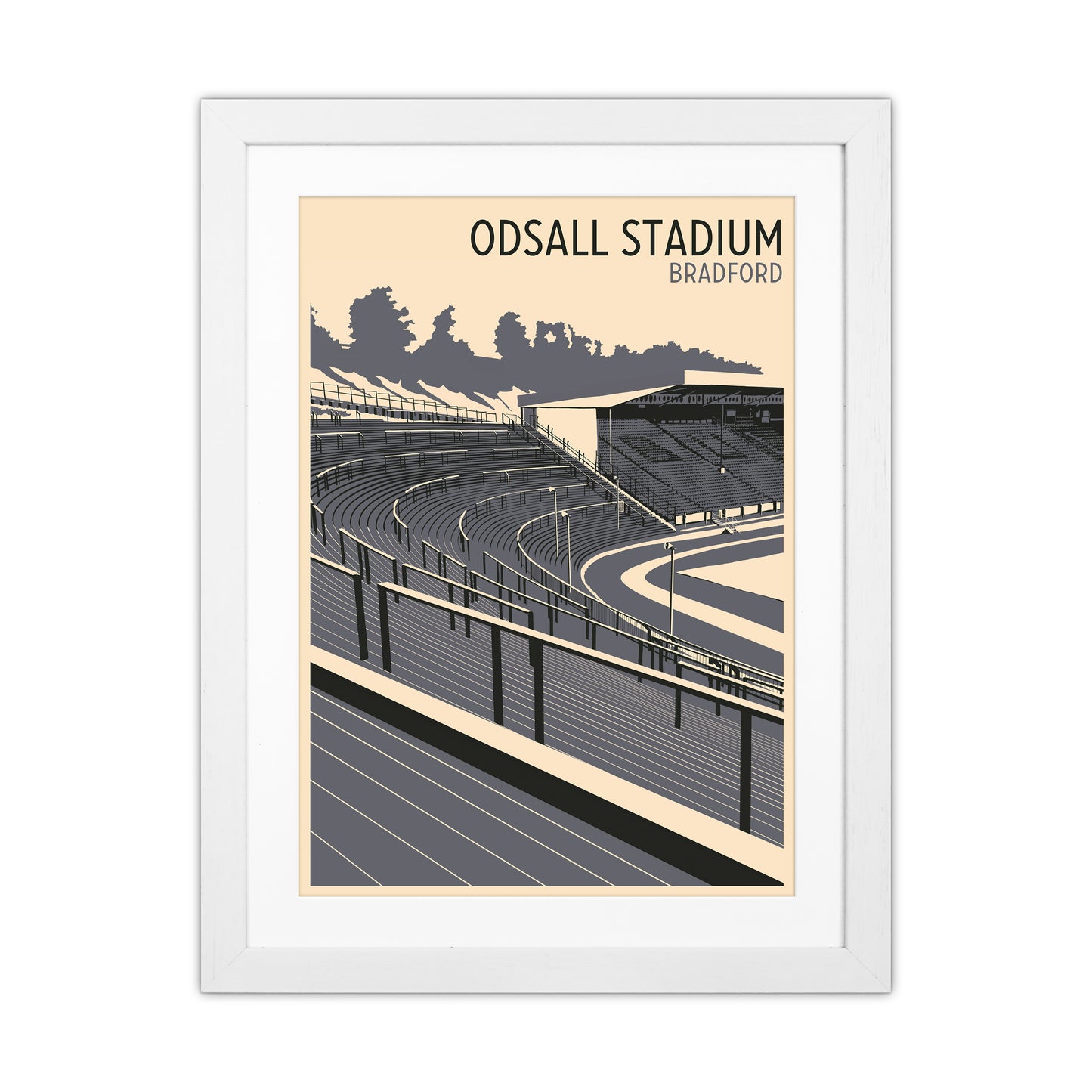 Odsal Stadium, Bradford Travel Art Print by Richard O'Neill White Grain