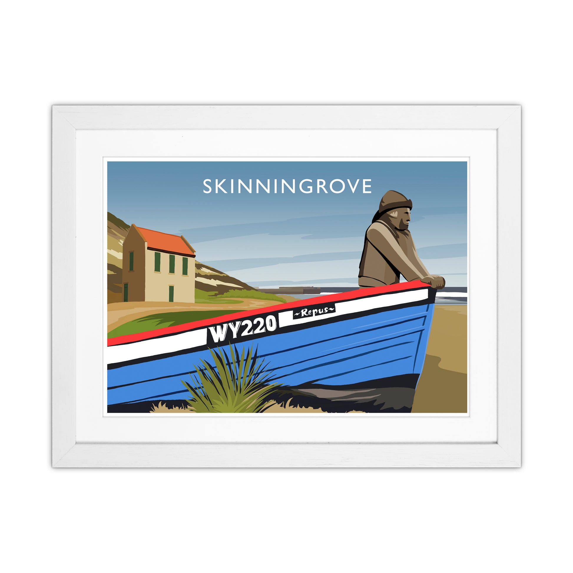 Skinningrove Travel Art Print by Richard O'Neill White Grain