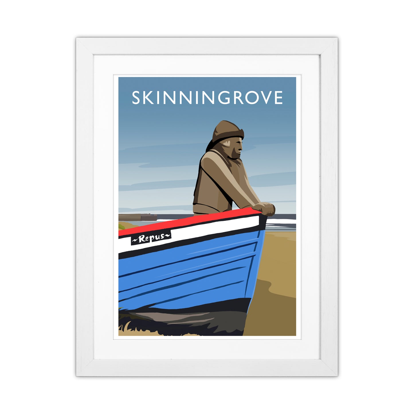 Skinningrove Portrait Travel Art Print by Richard O'Neill White Grain