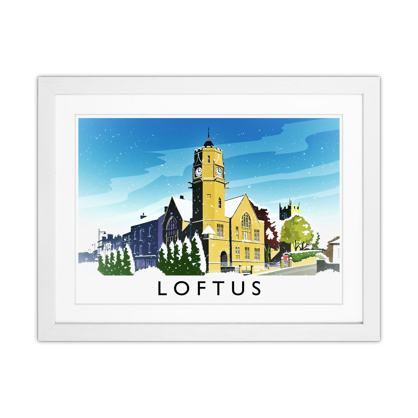 Loftus (Snow) Travel Art Print by Richard O'Neill White Grain