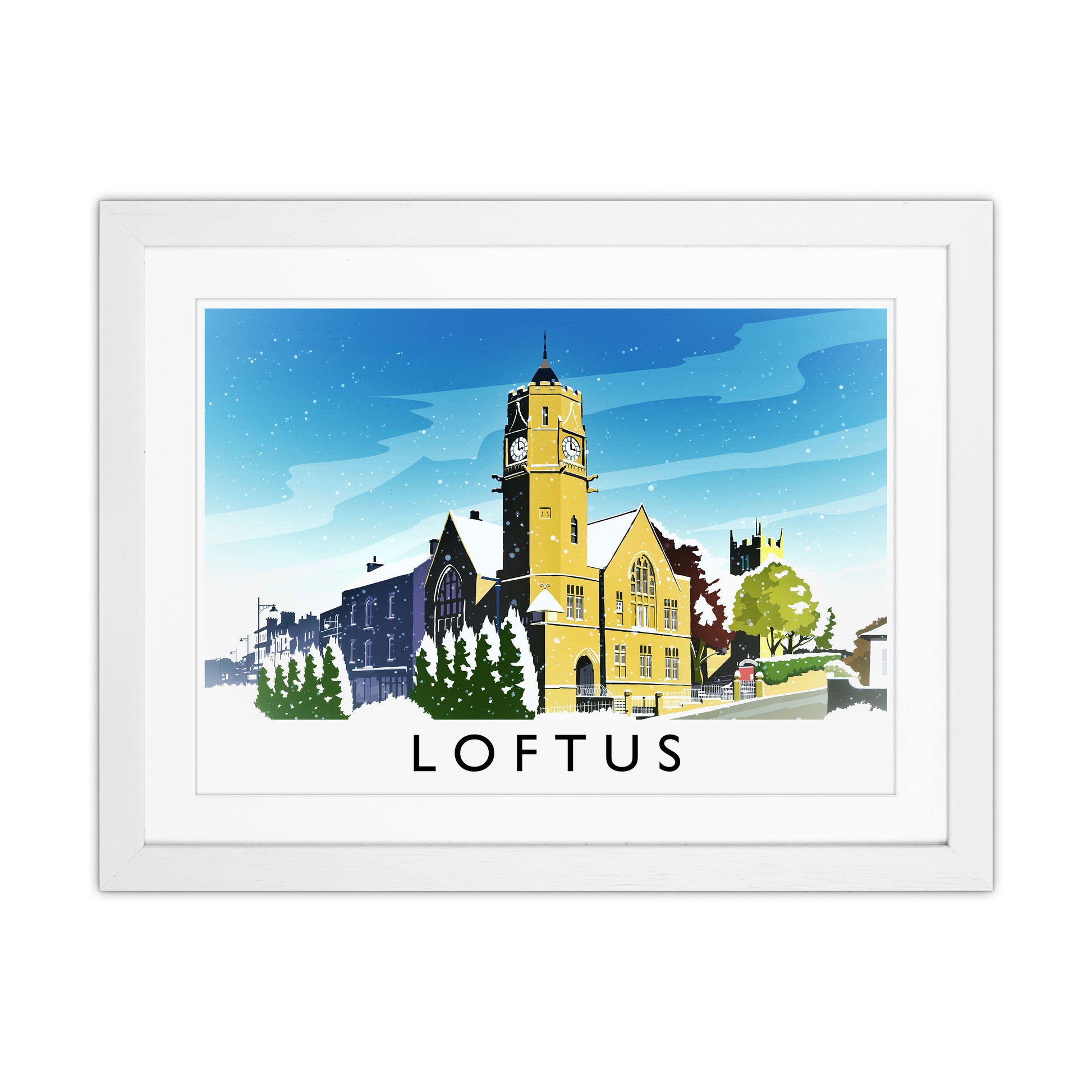 Loftus (Snow) Travel Art Print by Richard O'Neill White Grain