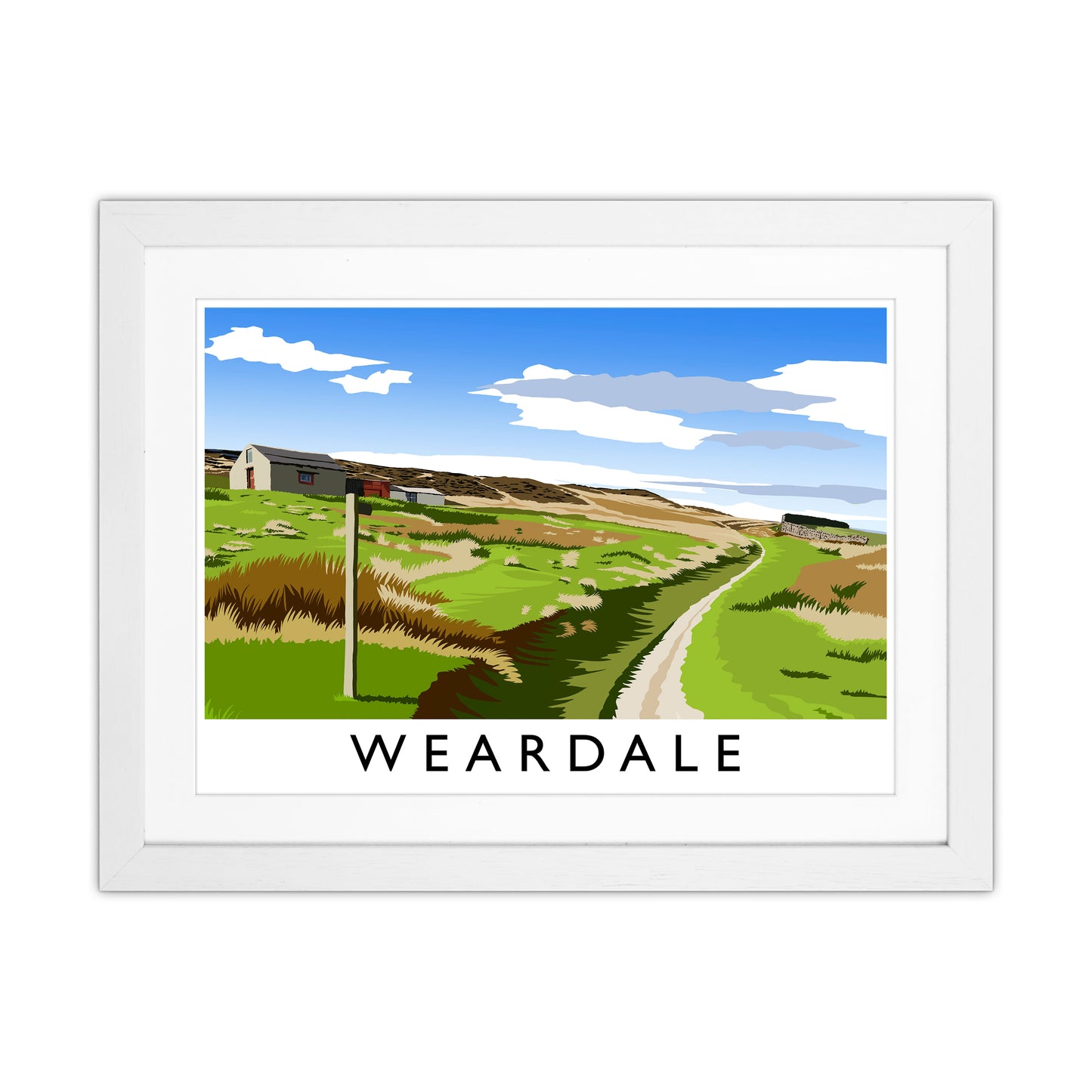 Weardale Travel Art Print by Richard O'Neill White Grain