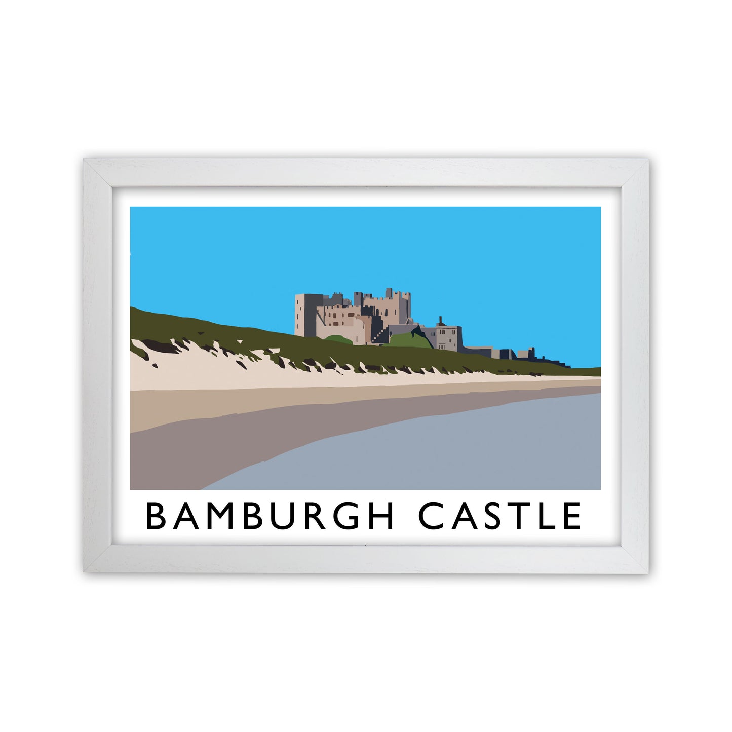 Bamburgh Castle Framed Digital Art Print by Richard O'Neill White Grain