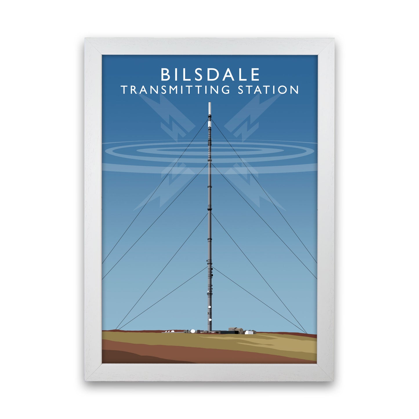 Bilsdale Transmitting Station Framed Digital Art Print by Richard O'Neill White Grain