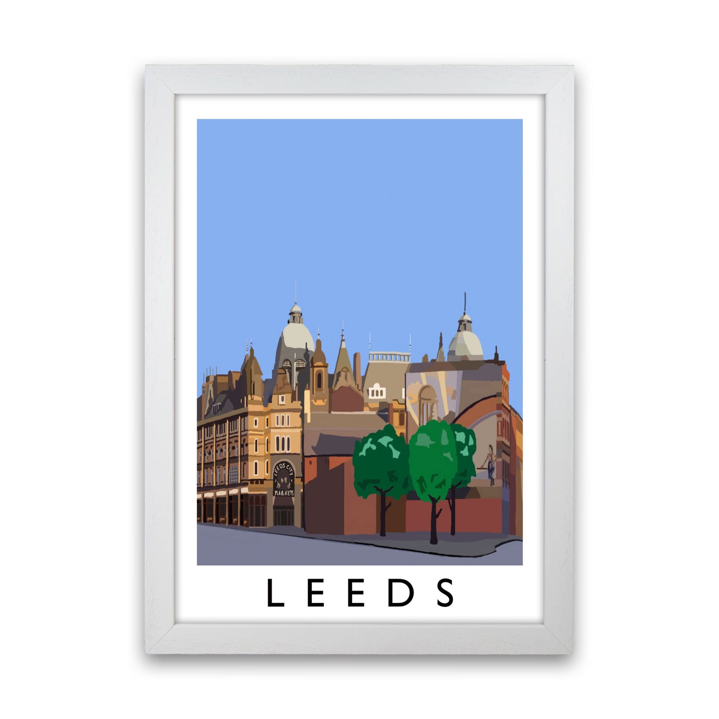 Leeds by Richard O'Neill Yorkshire Art Print, Vintage Travel Poster White Grain