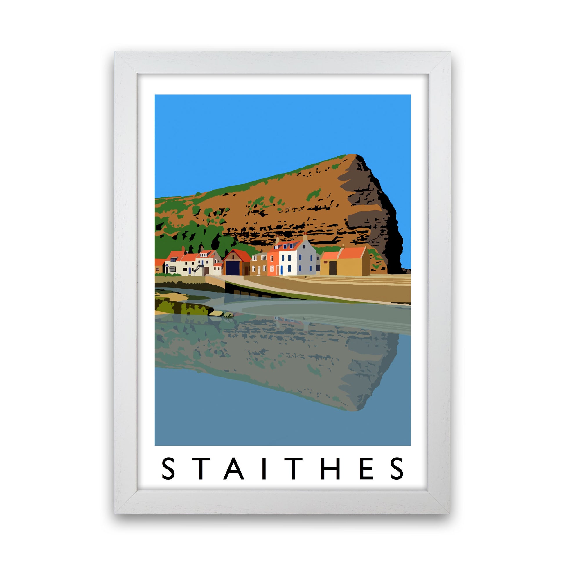 Staithes Art Print by Richard O'Neill White Grain