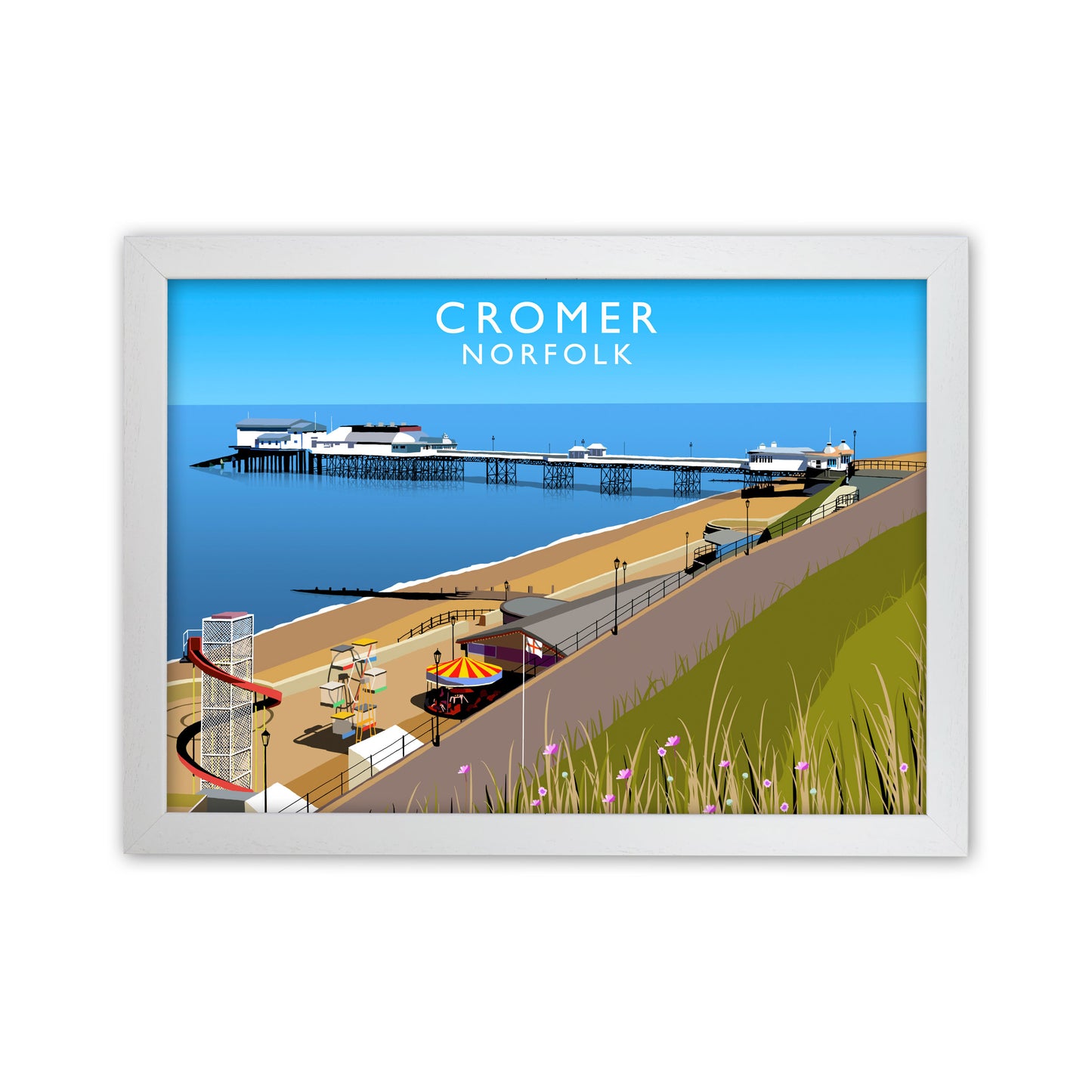 Cromer Norfolk Framed Digital Art Print by Richard O'Neill White Grain