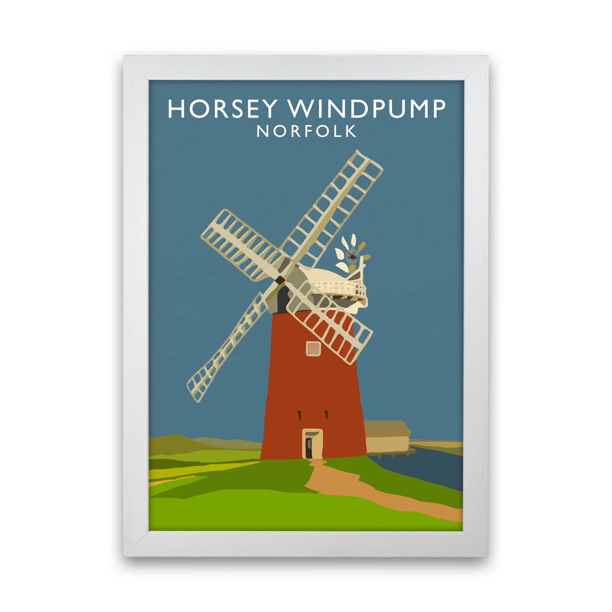 Horsey Windpump Norfolk Art Print by Richard O'Neill White Grain