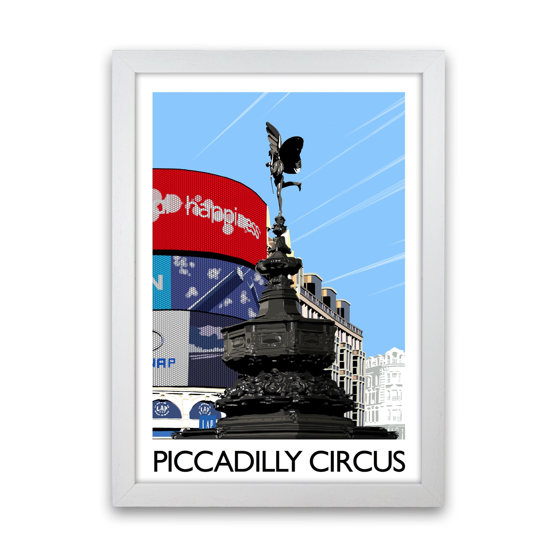 Piccadilly Circus London Portrait Art Print by Richard O'Neill White Grain