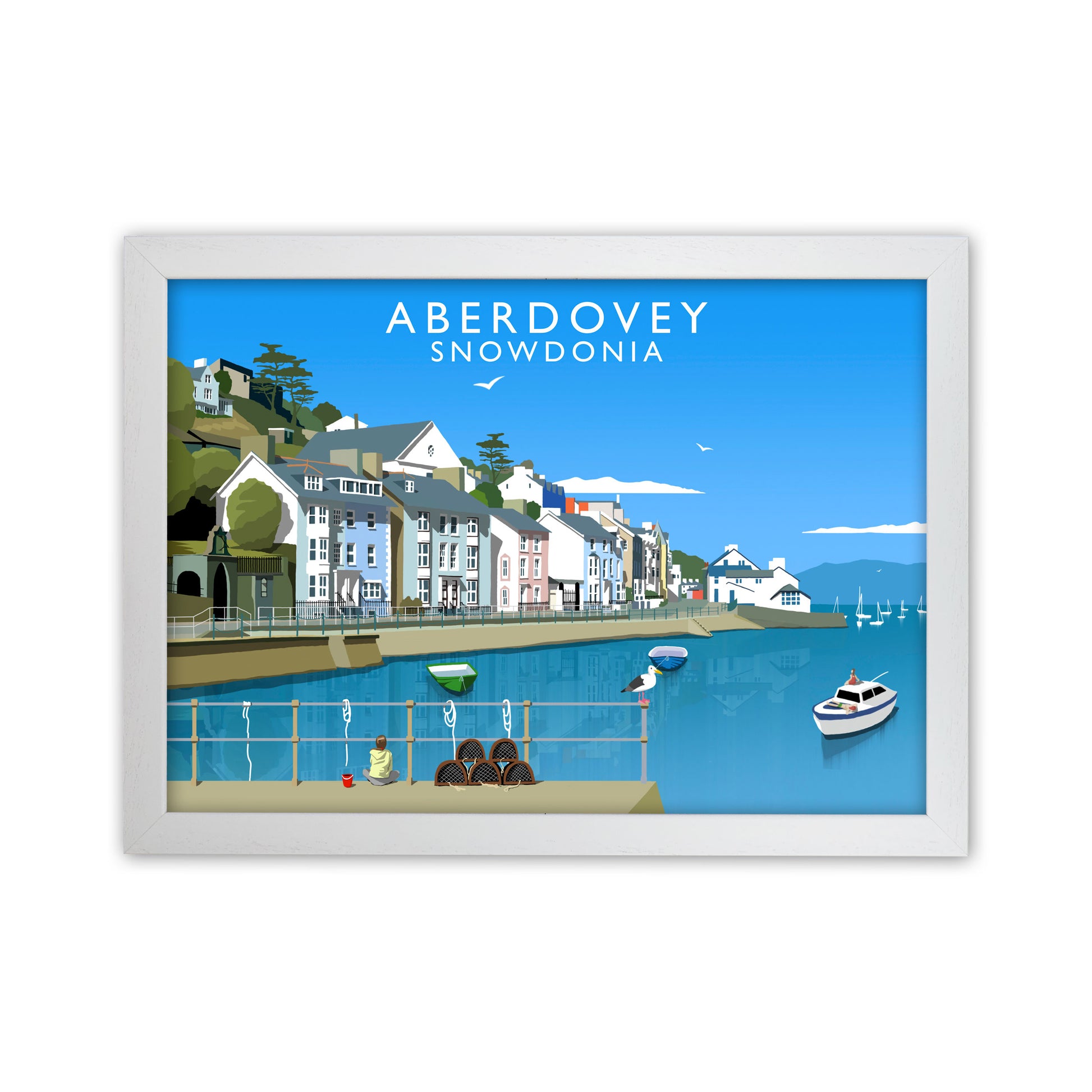 Aberdovey Snowdonia Framed Digital Art Print by Richard O'Neill White Grain