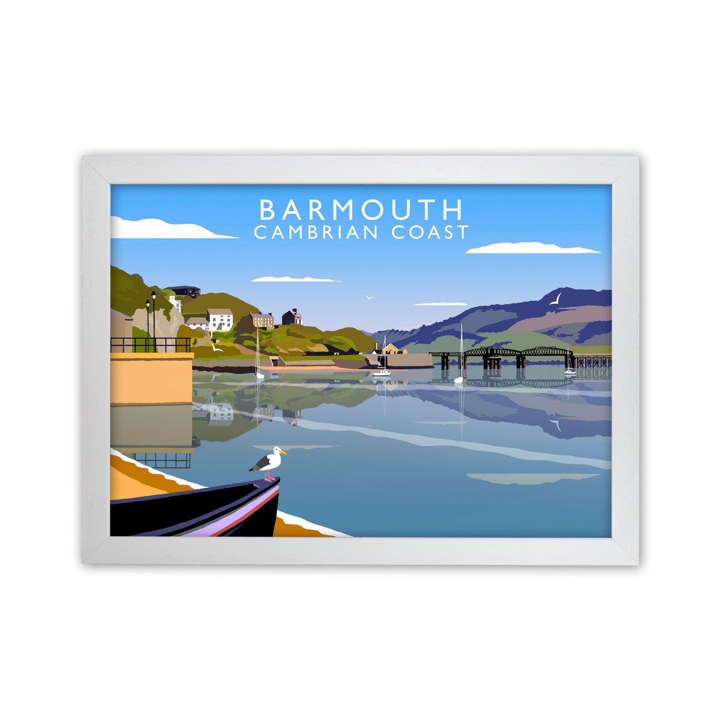 Barmouth Cambrian Coast Framed Digital Art Print by Richard O'Neill White Grain