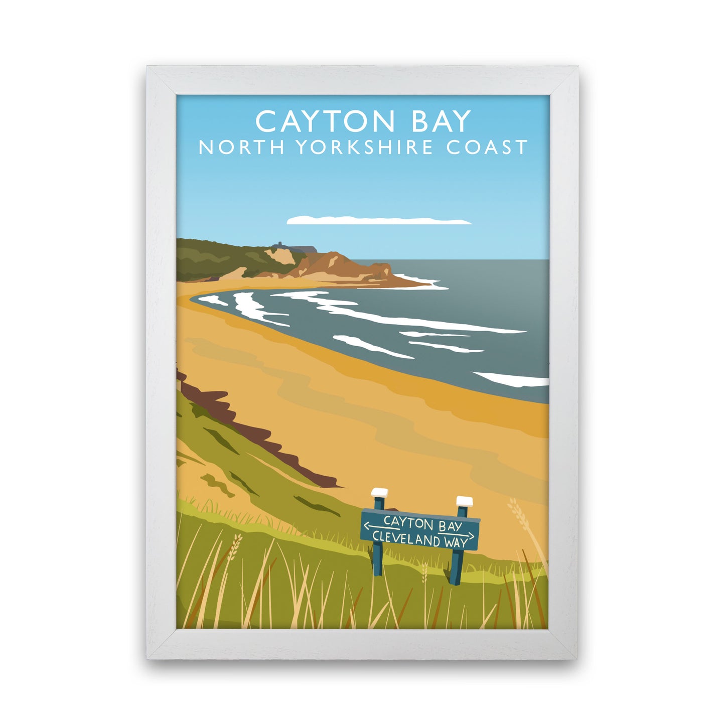 Cayton Bay North Yorkshire Coast Portrait Framed Digital Art Print by Richard O'Neill White Grain