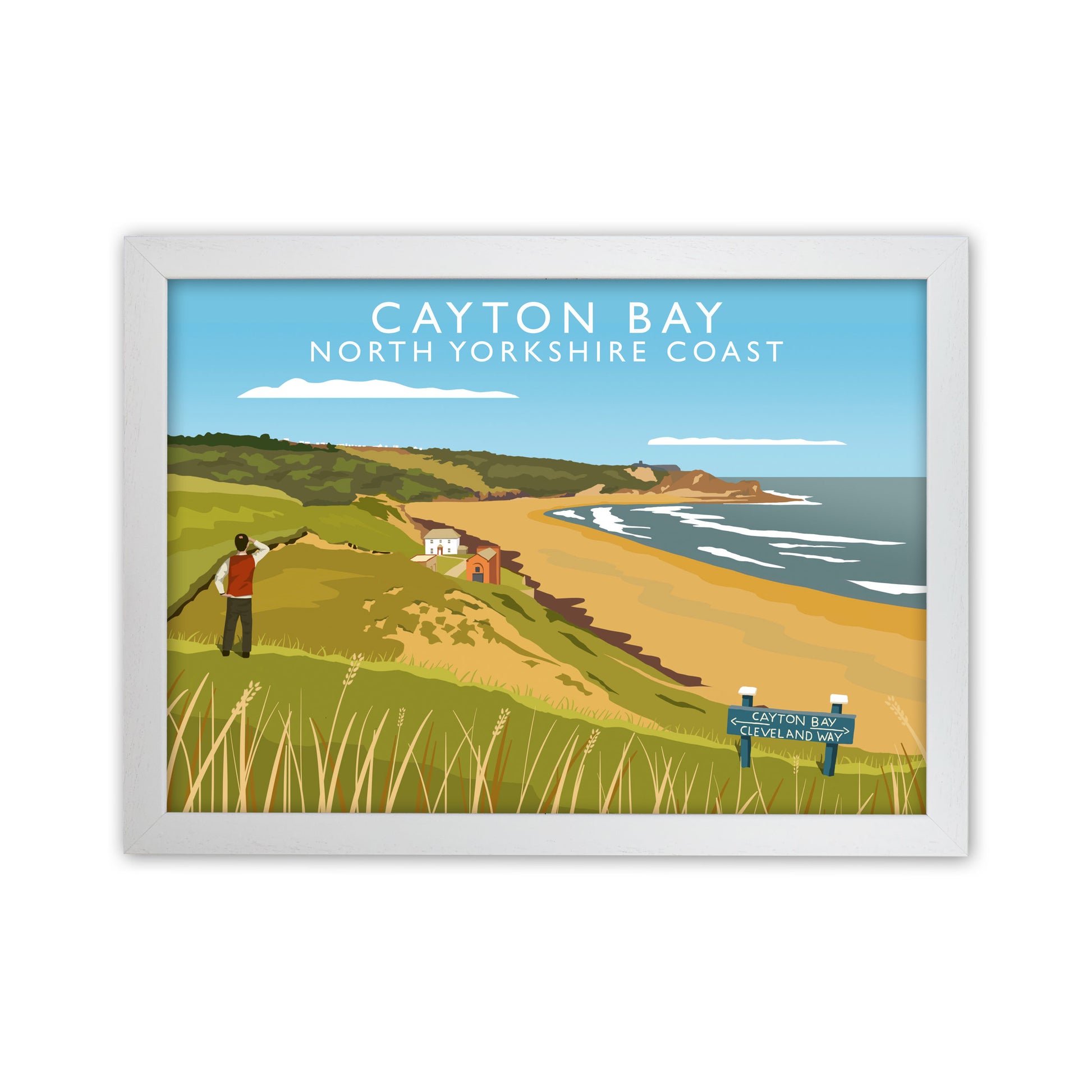 Cayton Bay North Yorkshire Coast Framed Digital Art Print by Richard O'Neill White Grain