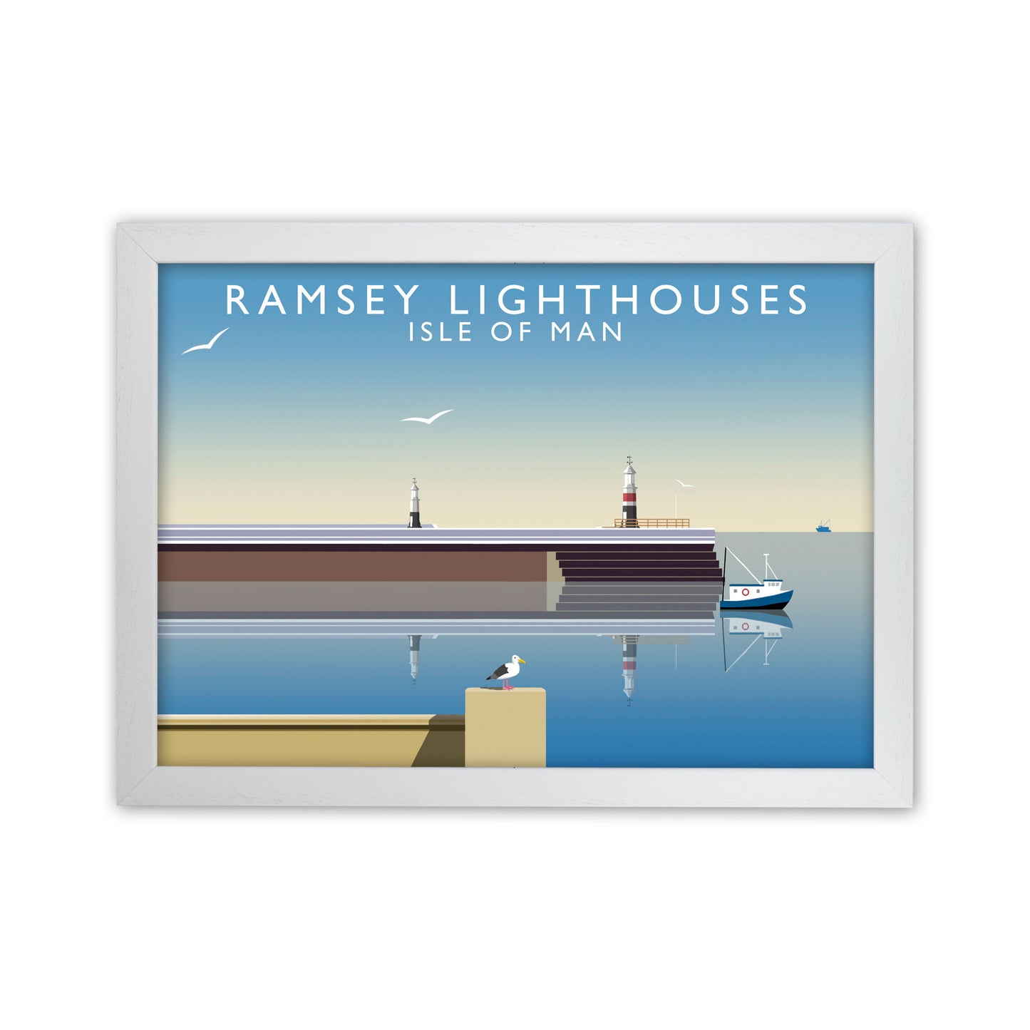 Ramsey Lighthouses Isle of Man Art Print by Richard O'Neill White Grain