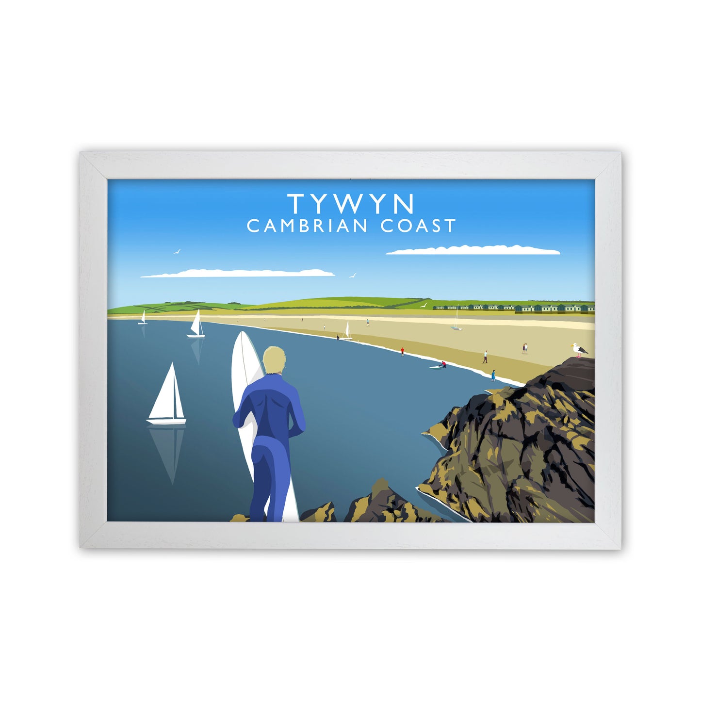 Tywyn Cambrian Coast Art Print by Richard O'Neill White Grain