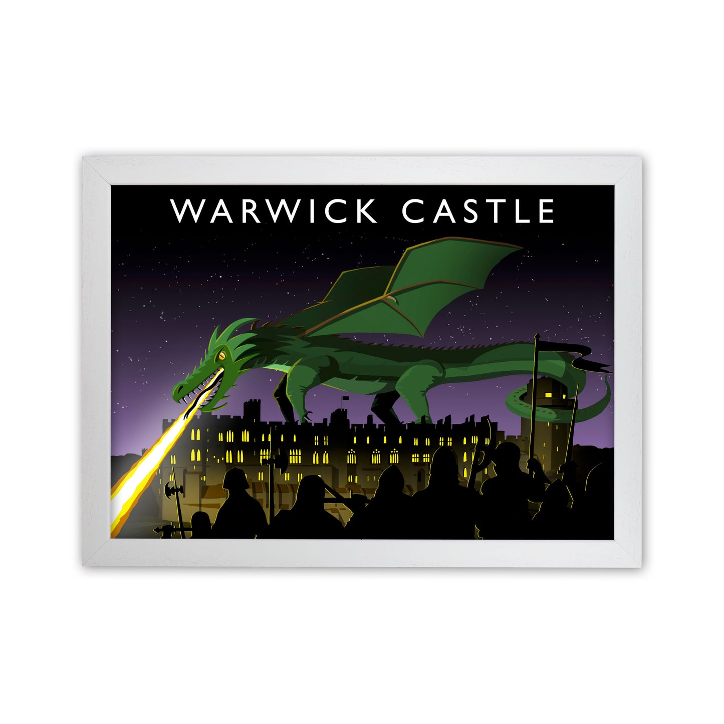 Warwick Castle With Dragon (Landscape) by Richard O'Neill White Grain