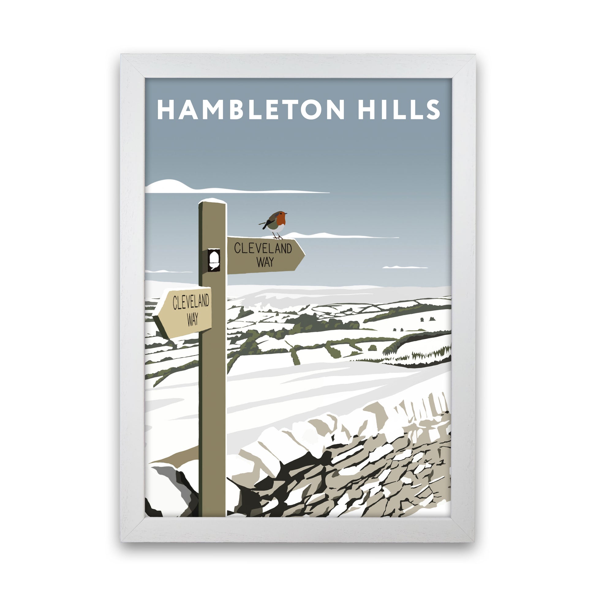 Hambleton Hills In Snow Portrait by Richard O'Neill White Grain