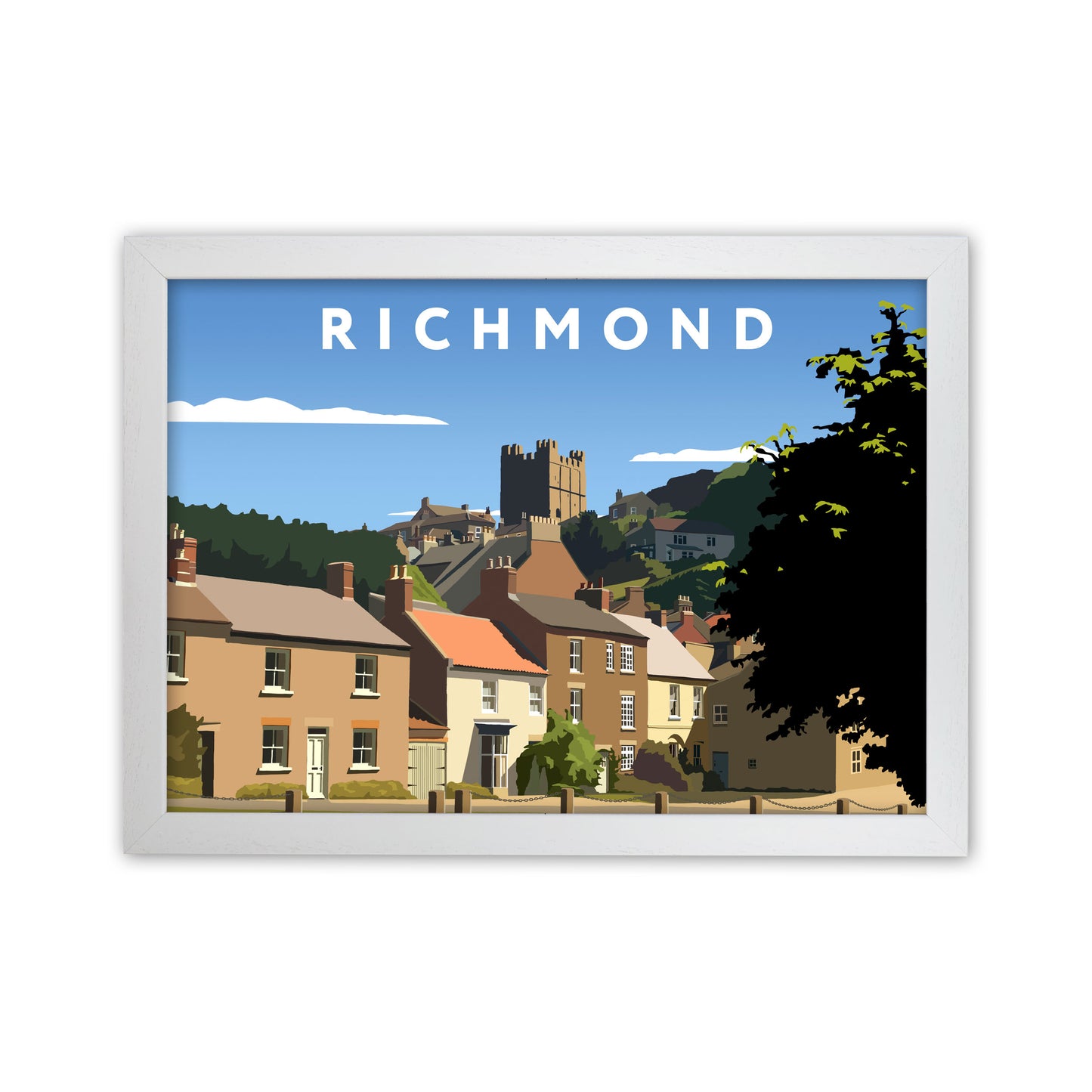 Richmond4 Travel Art Print by Richard O'Neill, Framed Wall Art White Grain