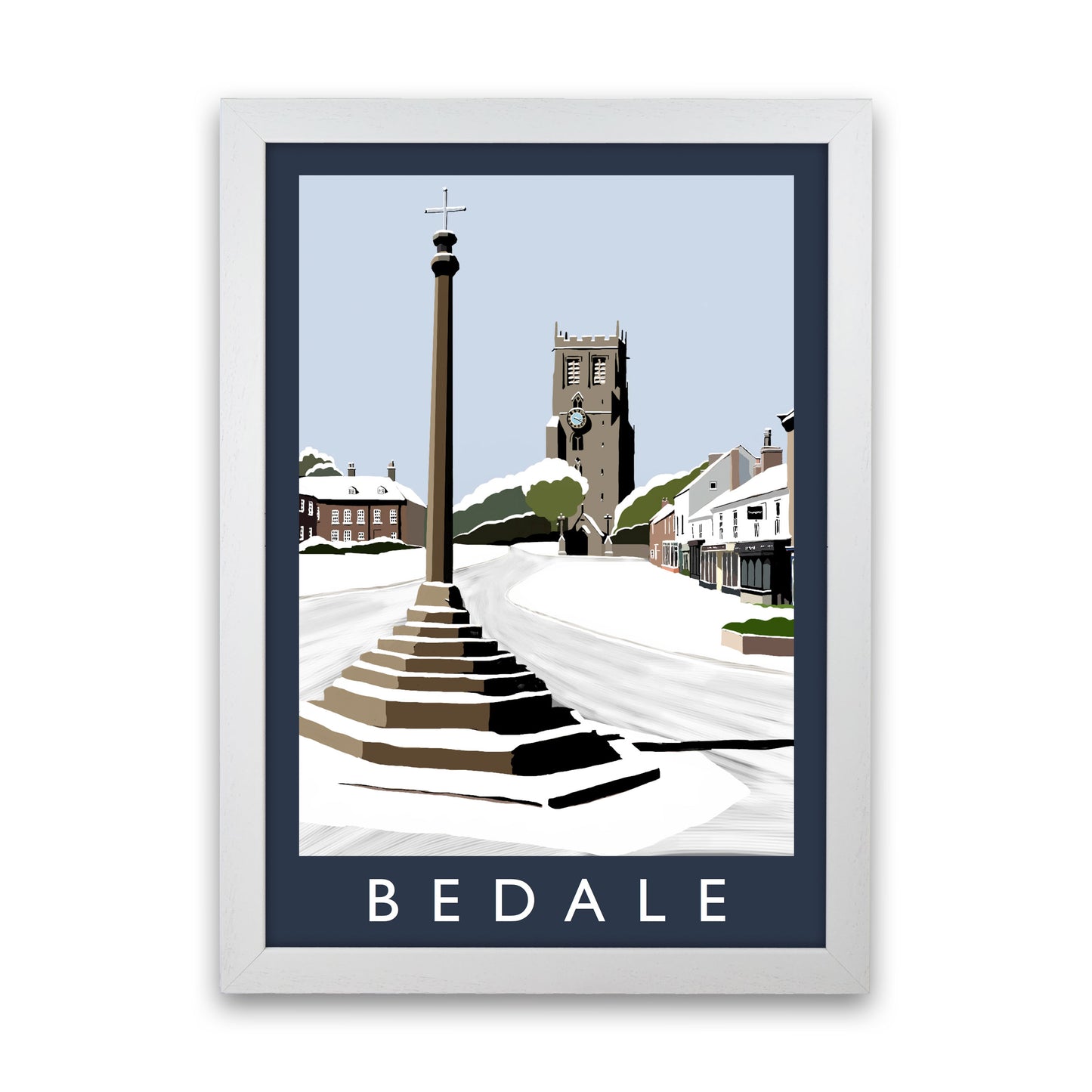 Bedale In Snow Portrait by Richard O'Neill White Grain