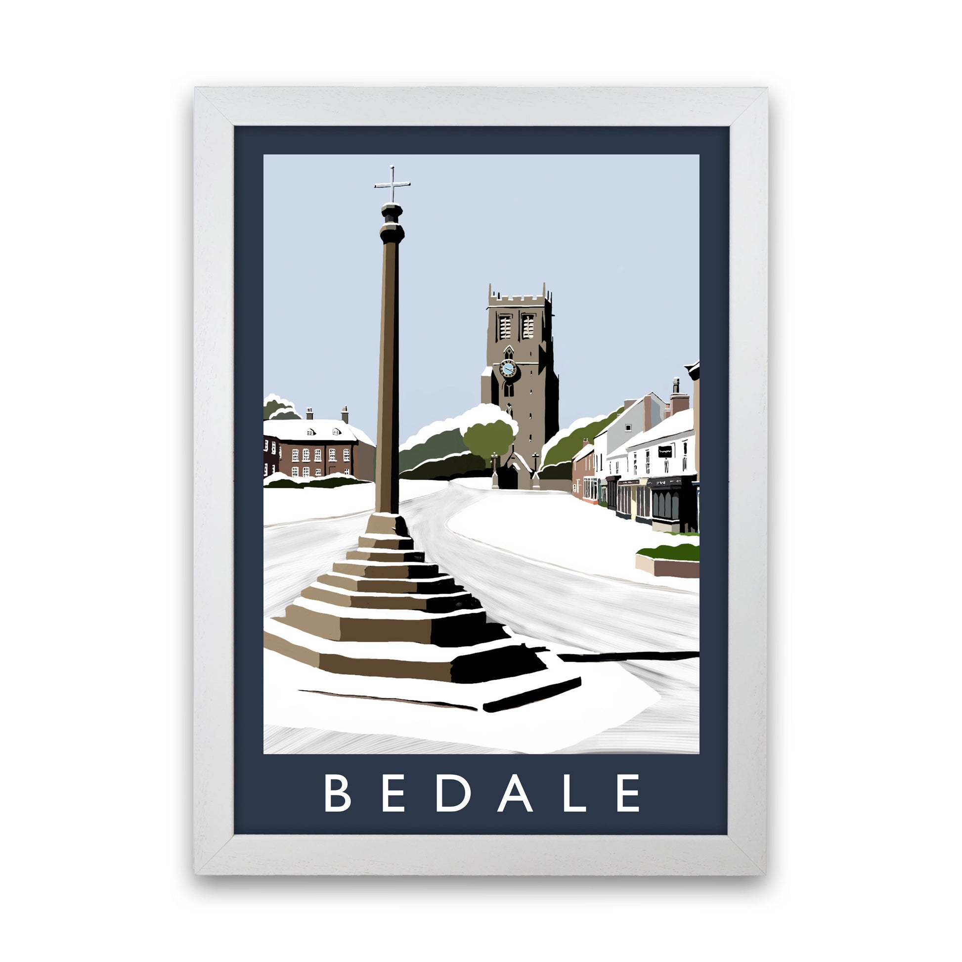 Bedale In Snow Portrait by Richard O'Neill White Grain