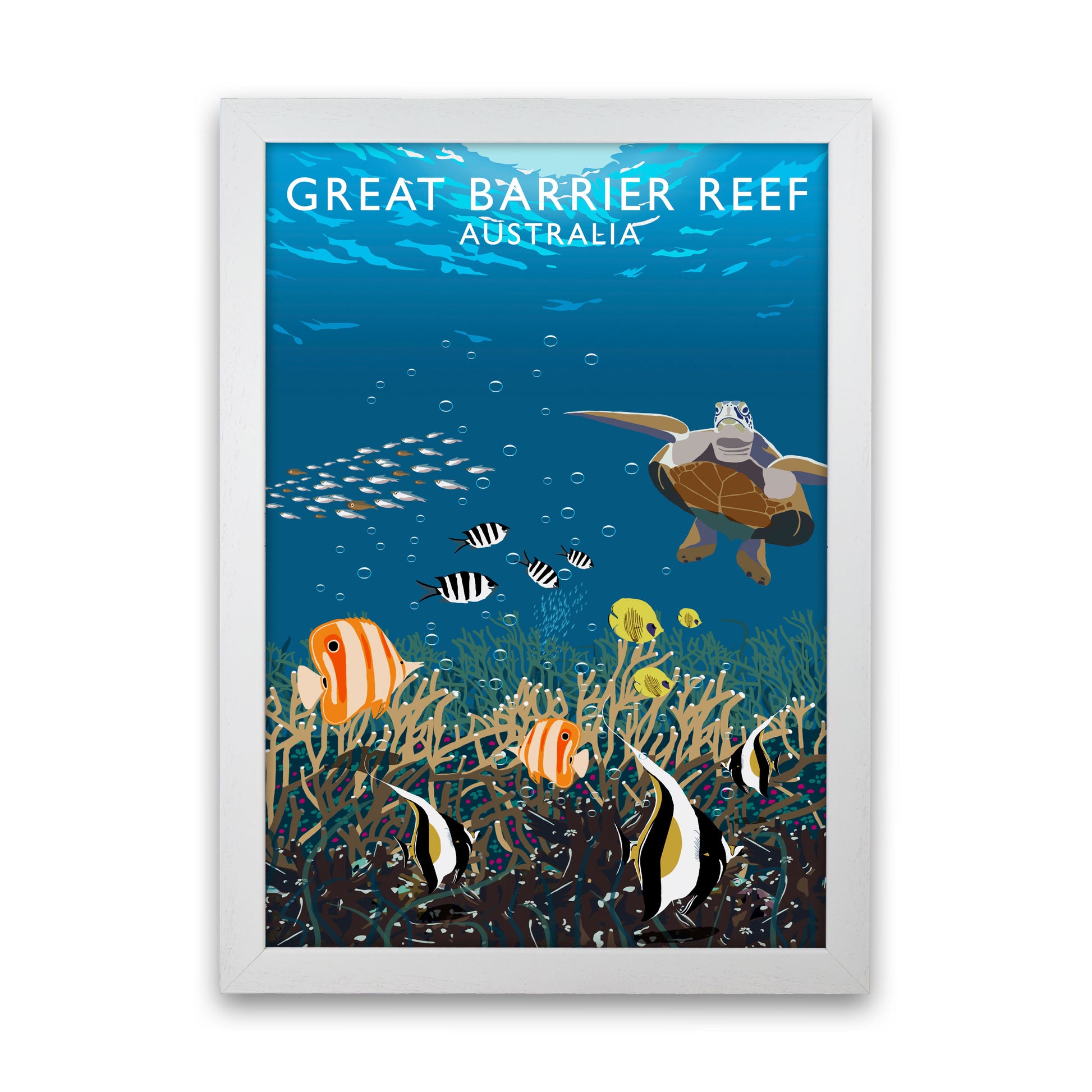 Great Barrier Reef Australia Art Print by Richard O'Neill White Grain