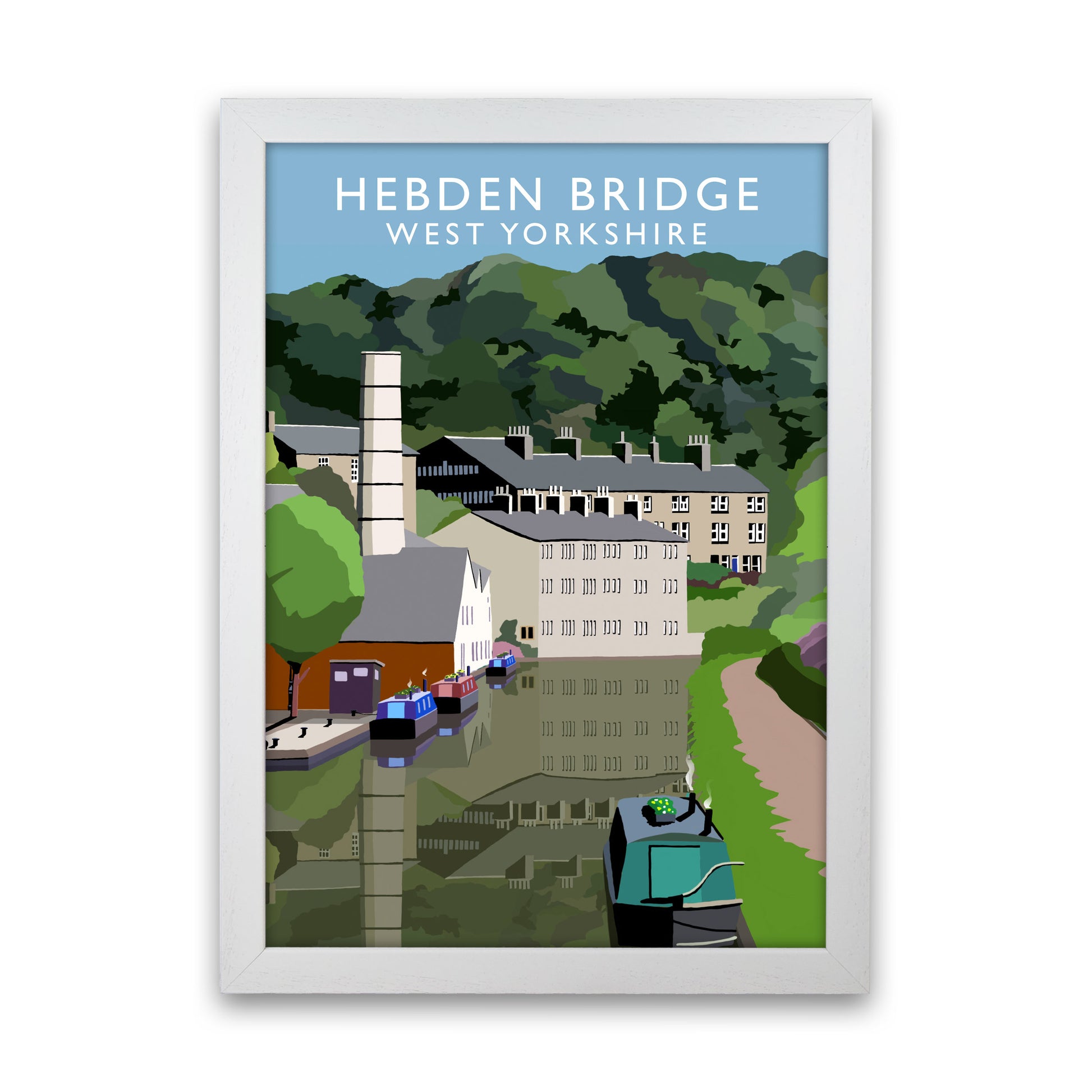 Hebden Bridge West Yorkshire Portrait Travel Art Print by Richard O'Neill White Grain