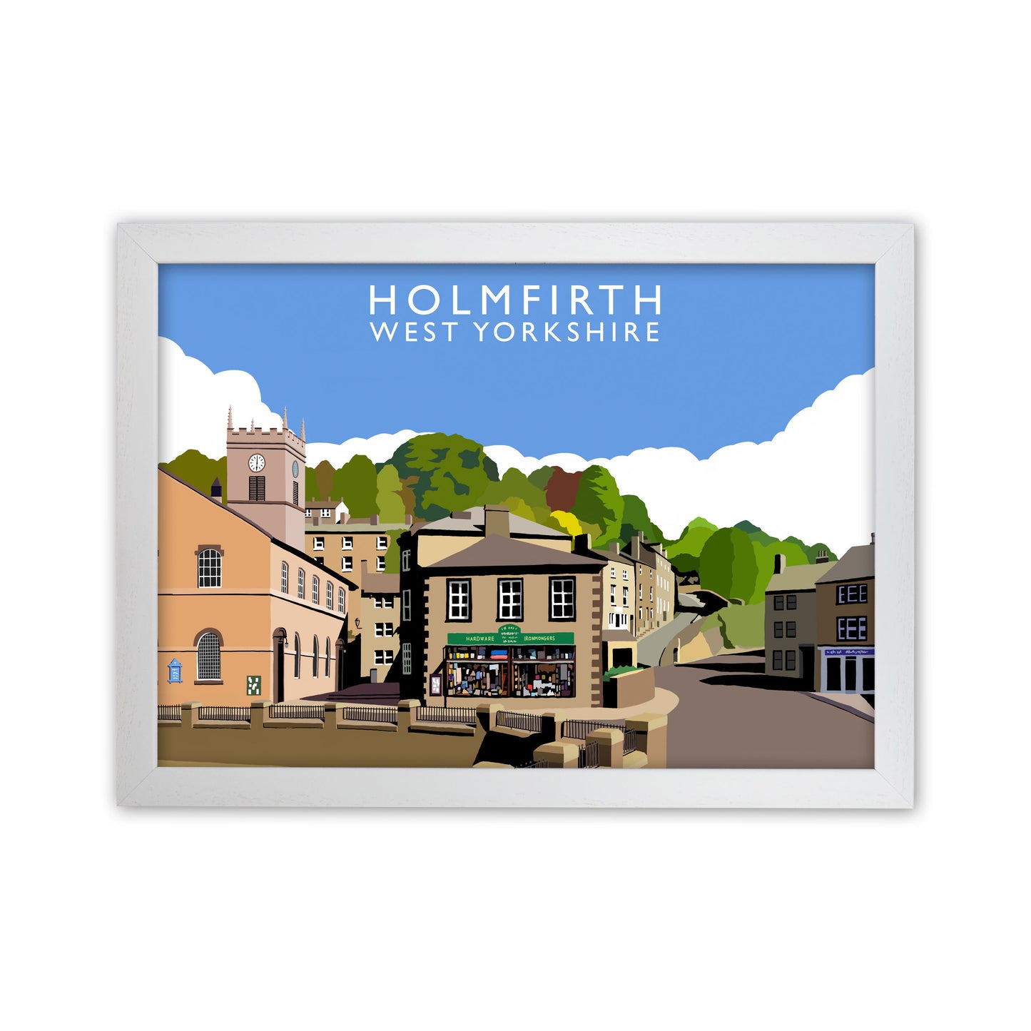 Holmfirth West Yorkshire Framed Digital Art Print by Richard O'Neill White Grain