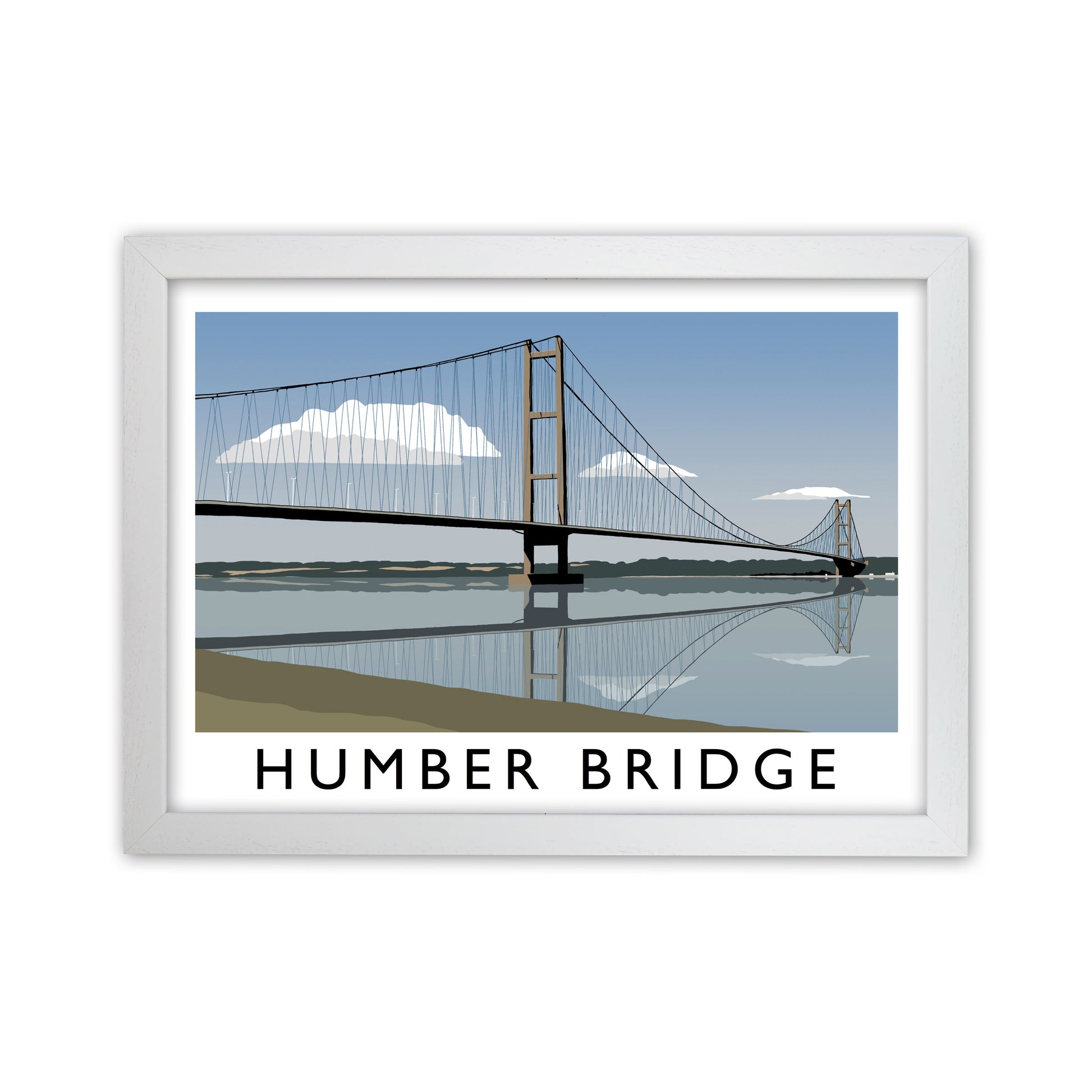 Humber Bridge Framed Digital Art Print by Richard O'Neill White Grain