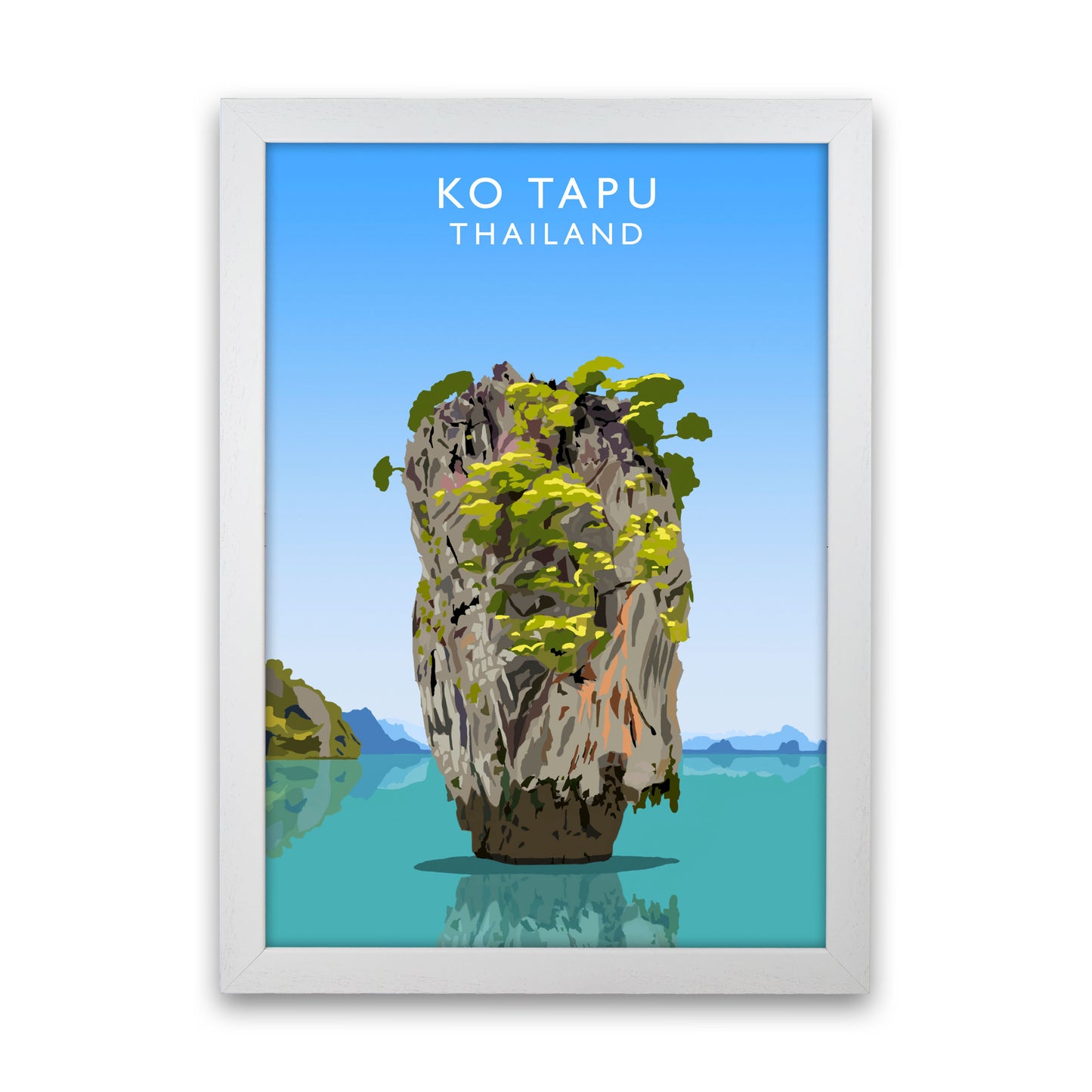 Ko Tapu Thailand  Portrait Travel Art Print by Richard O'Neill, Framed Wall Art White Grain