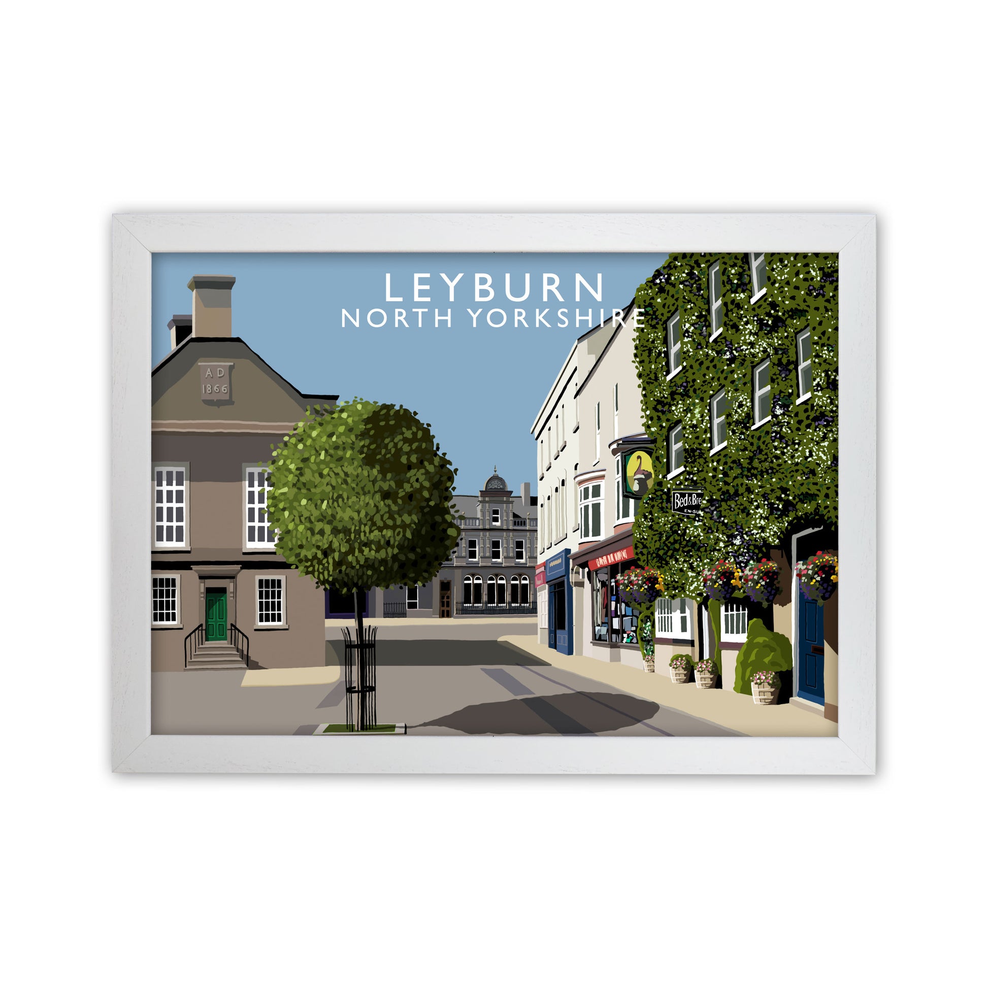 Leyburn North Yorkshire Framed Digital Art Print by Richard O'Neill White Grain