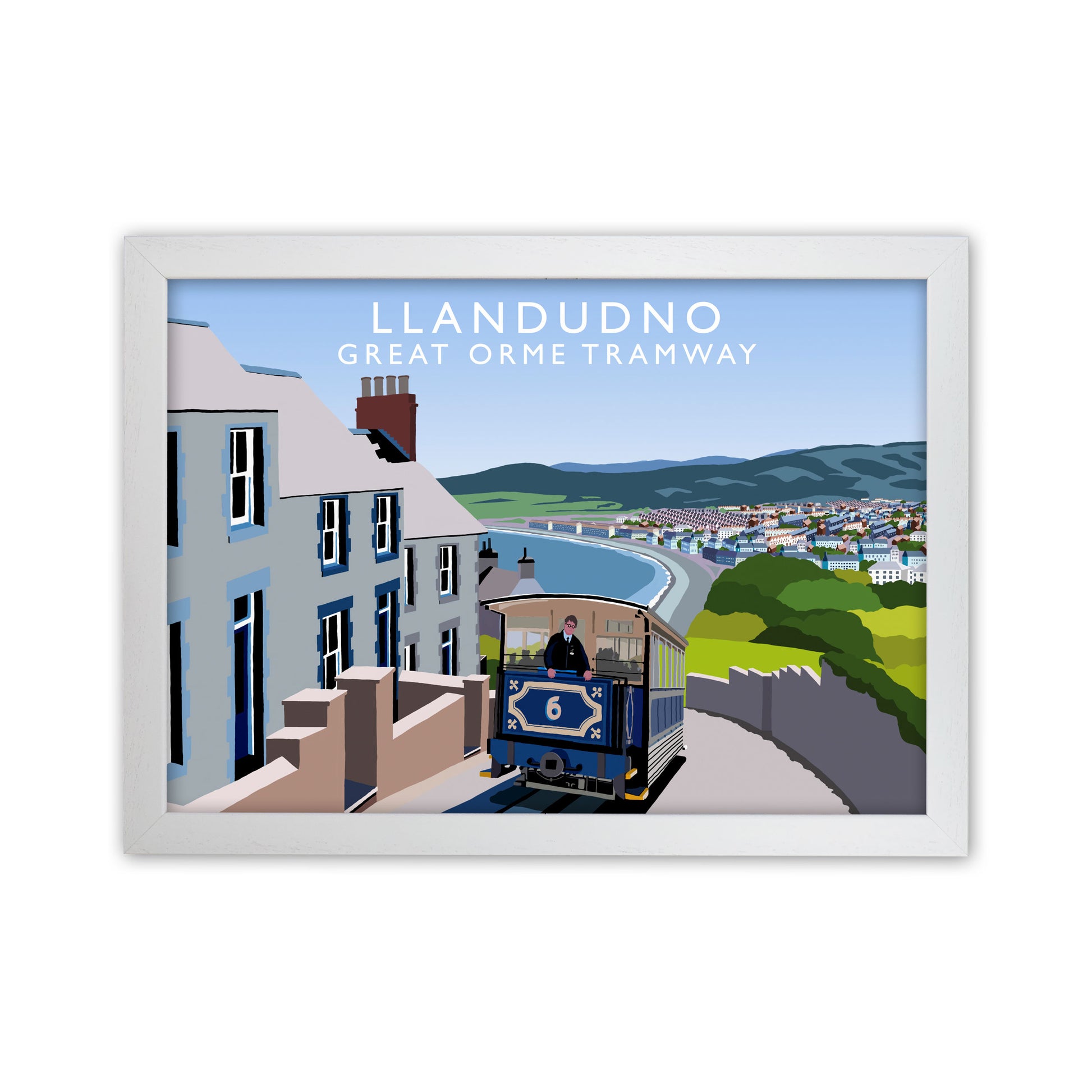 Llandudno Great Orme Tramway Travel Art Print by Richard O'Neill White Grain