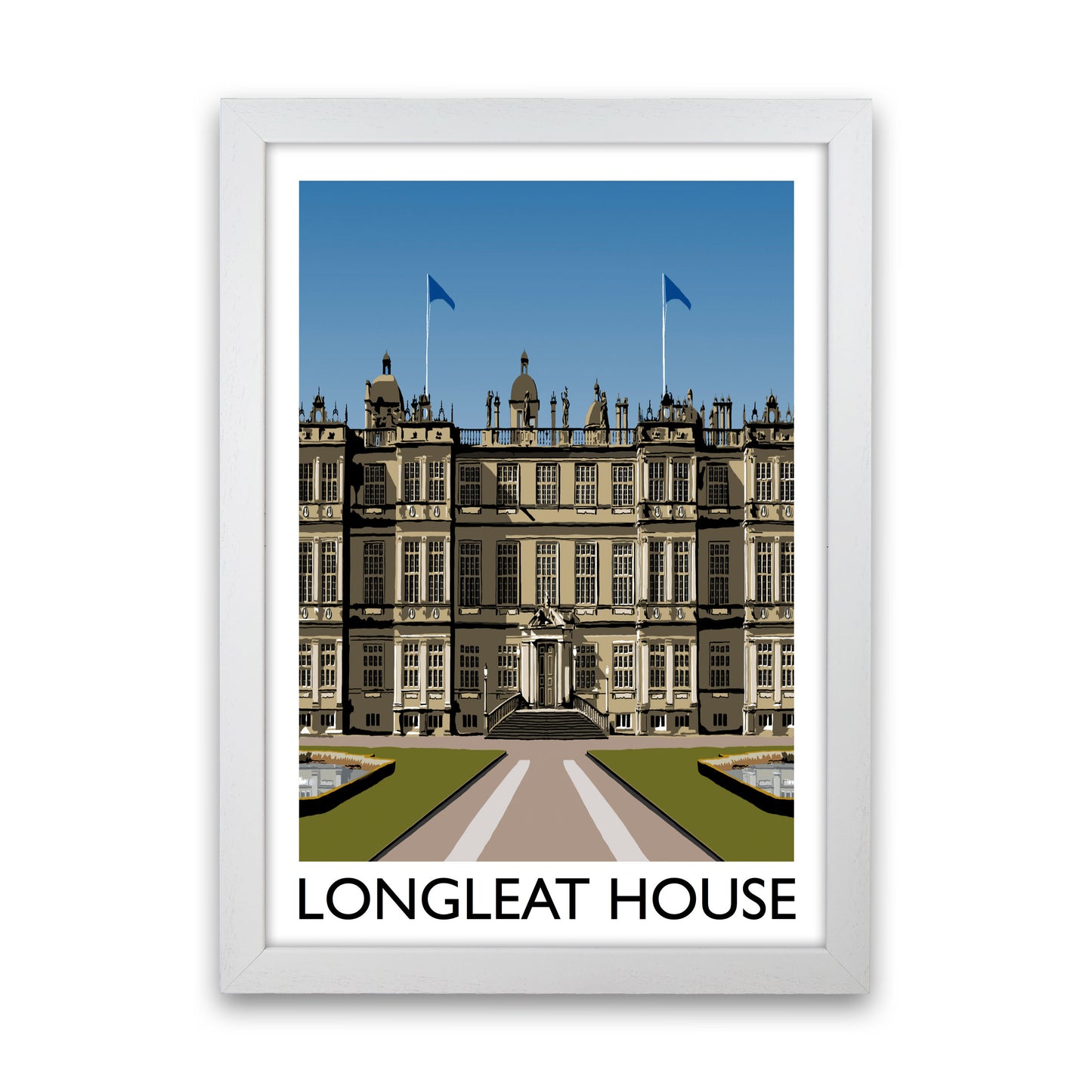 Longleat House Travel Art Print by Richard O'Neill, Framed Wall Art White Grain