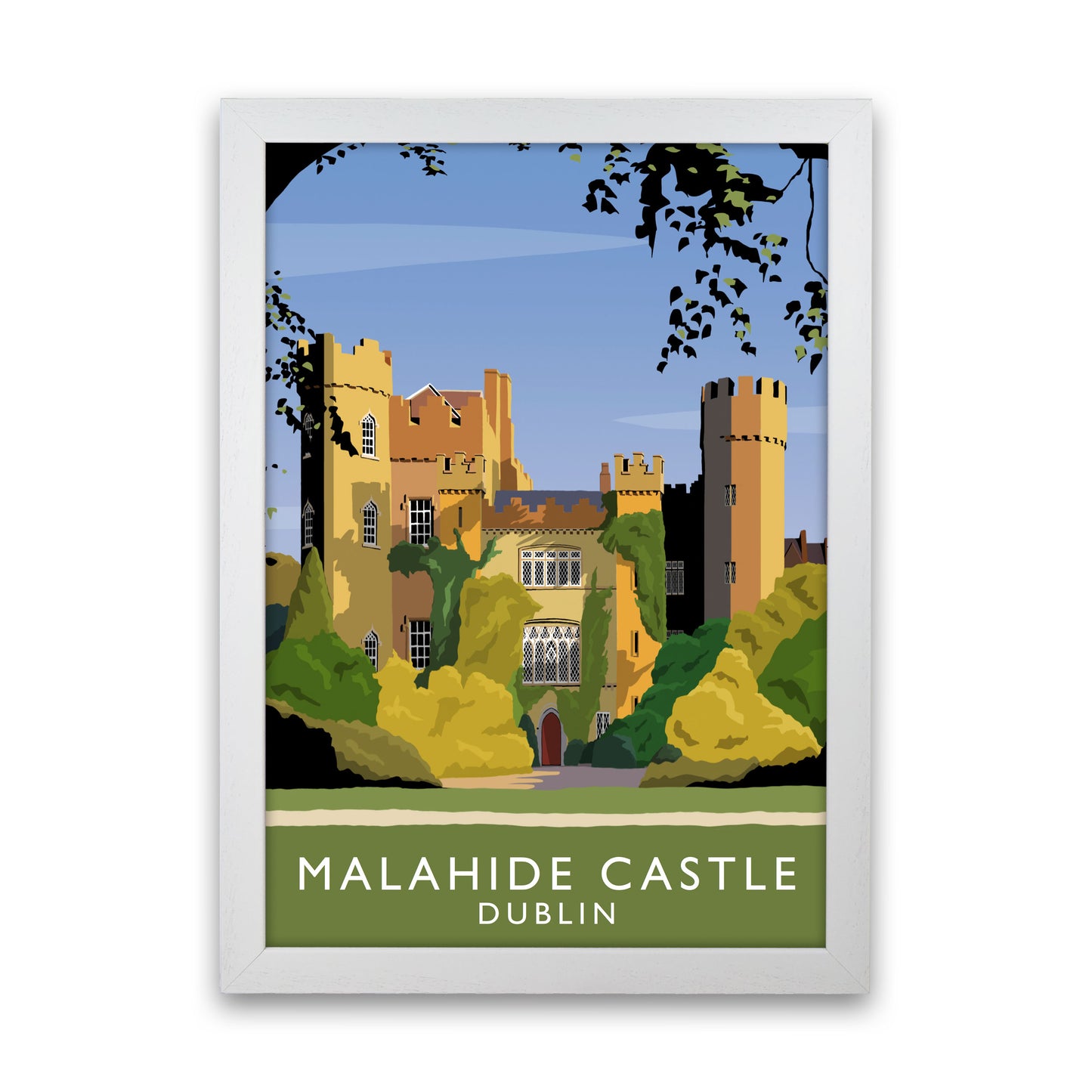 Malahide Castle Dublin Portrait  Travel Art Print by Richard O'Neill, Framed Wall Art White Grain