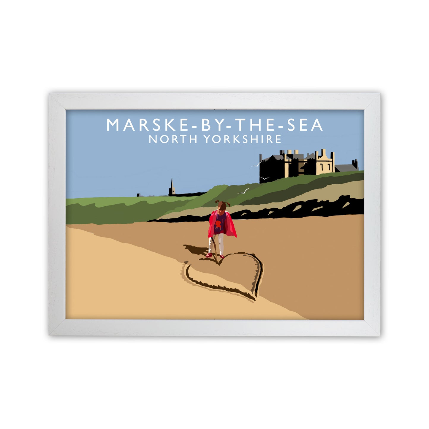 Marske-By-The-Sea North Yorkshire Travel Art Print by Richard O'Neill White Grain