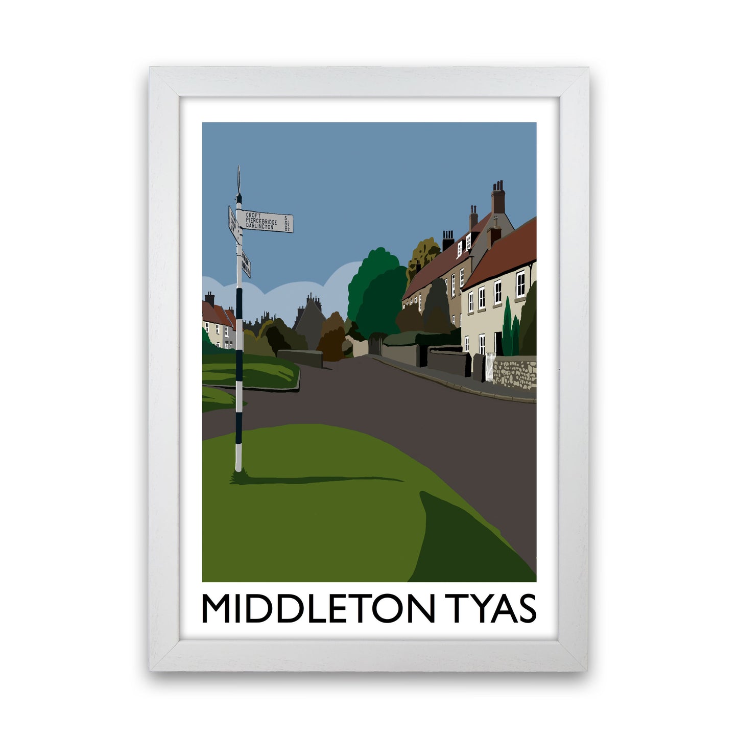 Middleton Tyas Portrait Travel Art Print by Richard O'Neill, Framed Wall Art White Grain