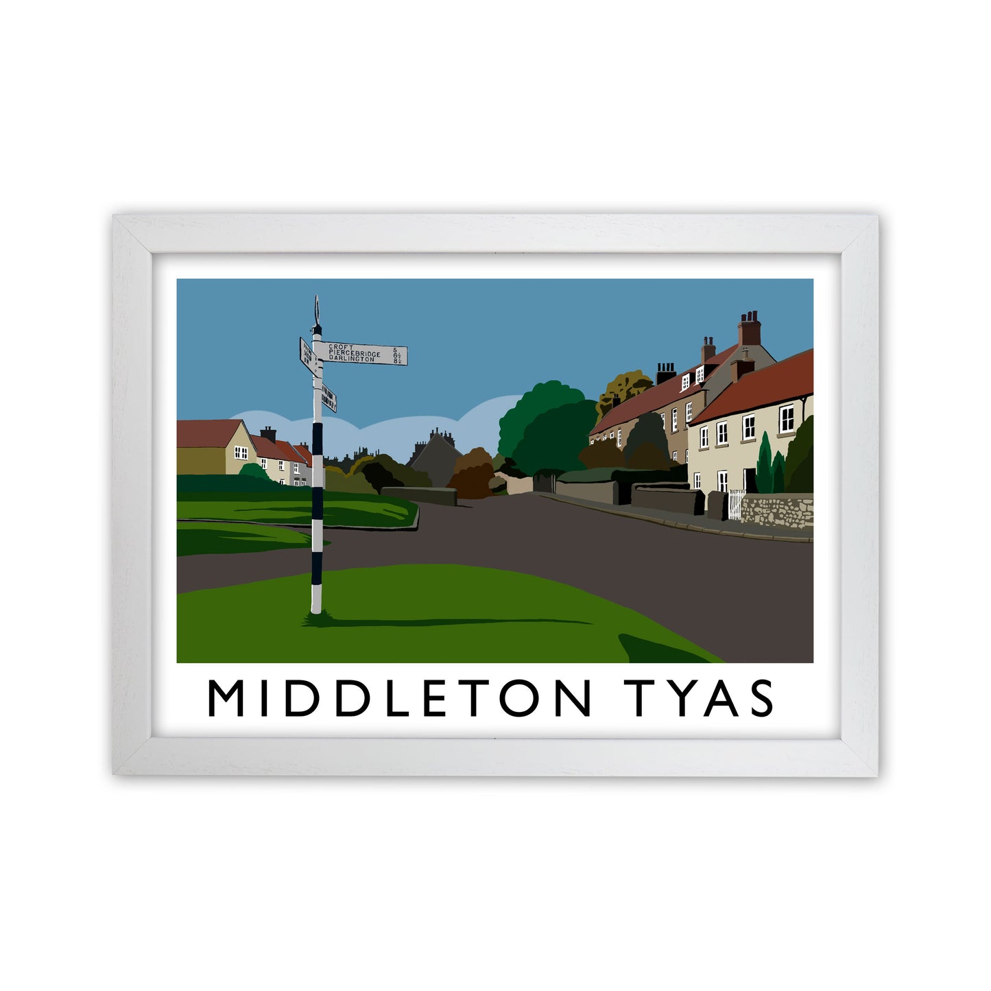 Middleton Tyas Travel Art Print by Richard O'Neill, Framed Wall Art White Grain