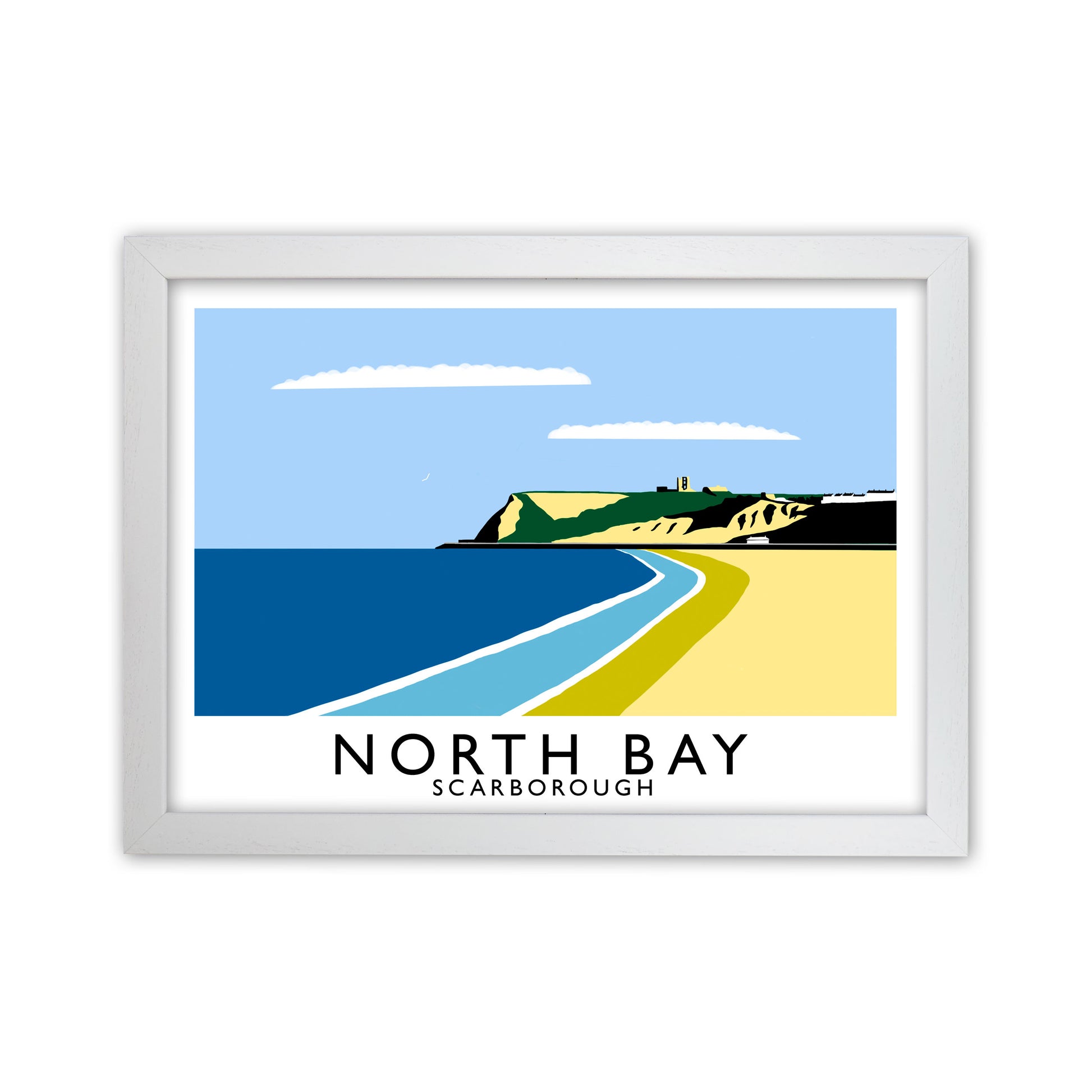 North Bay Scarborough Travel Art Print by Richard O'Neill, Framed Wall Art White Grain