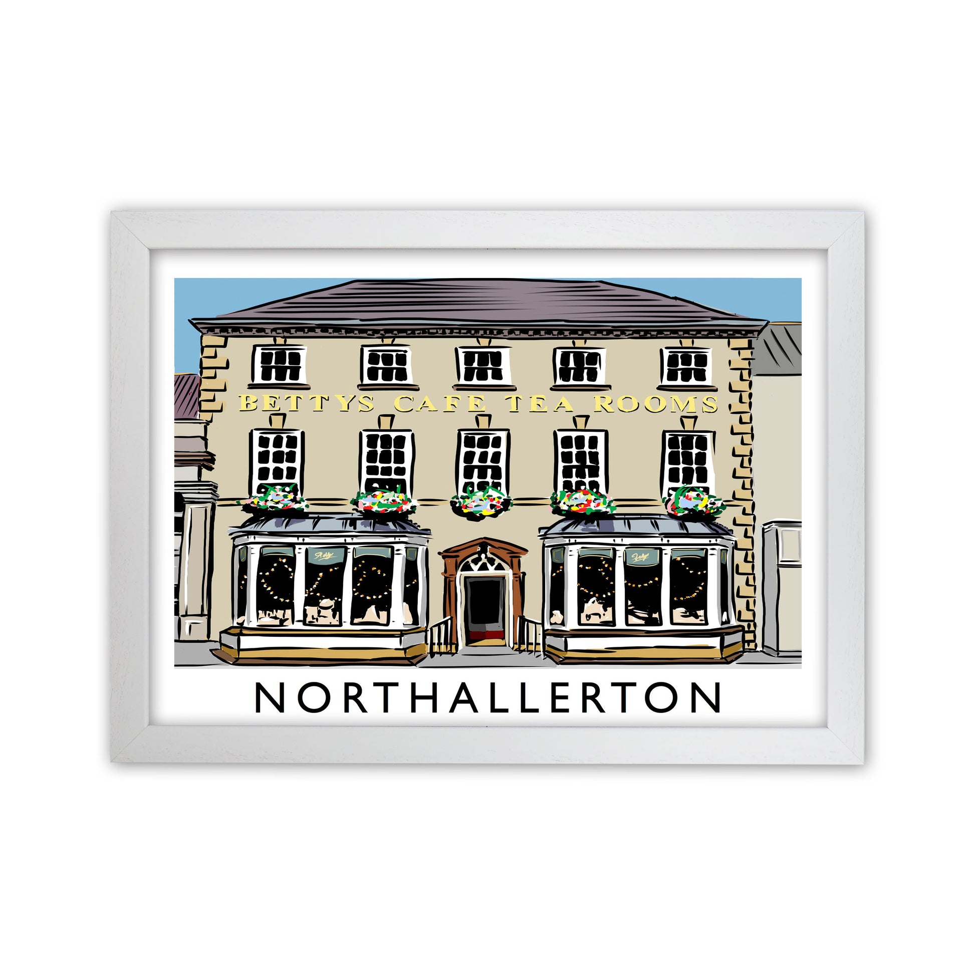 Northallerton Travel Art Print by Richard O'Neill, Framed Wall Art White Grain