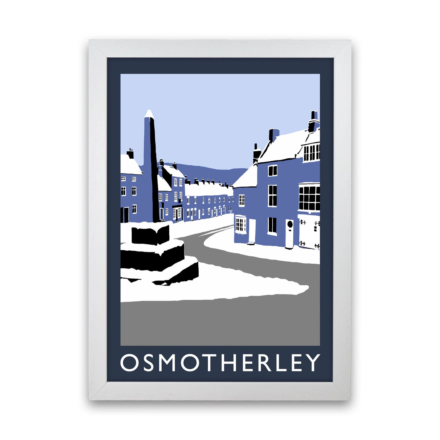 Osmotherley In Snow2 Portrait Travel Art Print by Richard O'Neill, Framed Wall Art White Grain